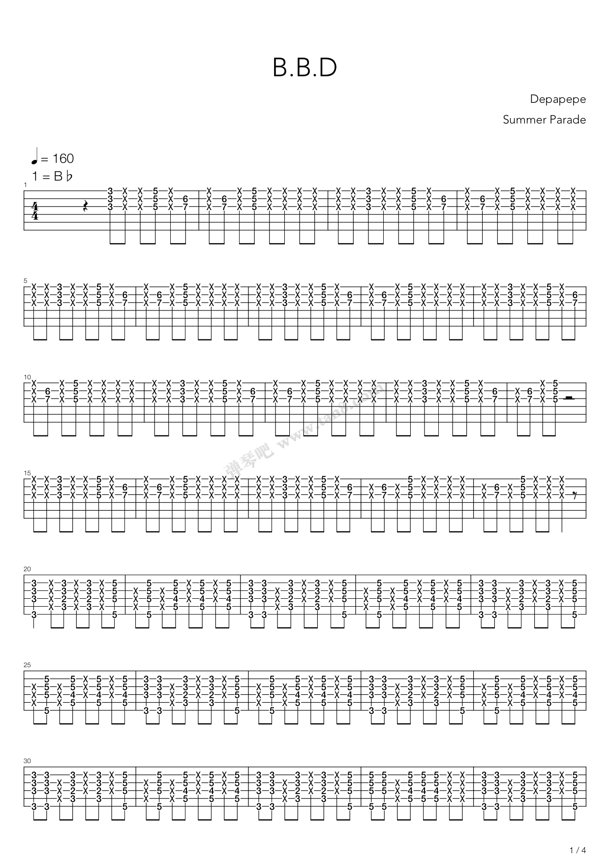 《Bbd（指弹版，Depapepe）》吉他谱-C大调音乐网