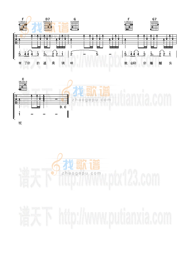 《许愿》吉他谱-C大调音乐网