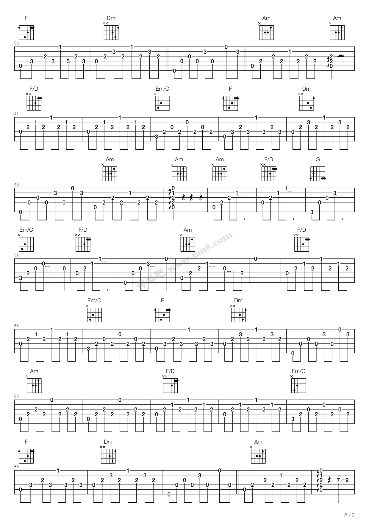 《流着泪说分手》吉他谱-C大调音乐网