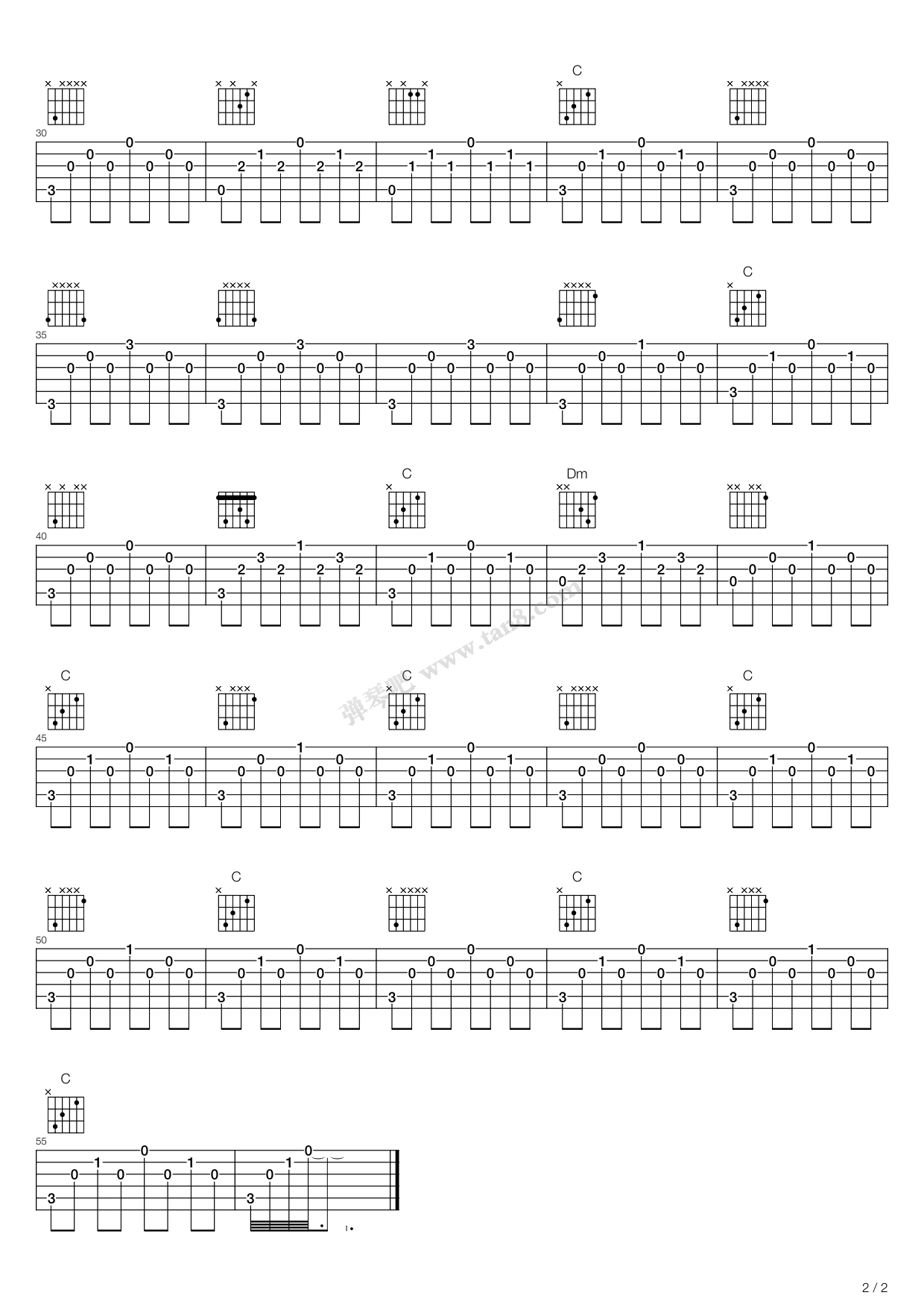 《甜蜜蜜》吉他谱-C大调音乐网