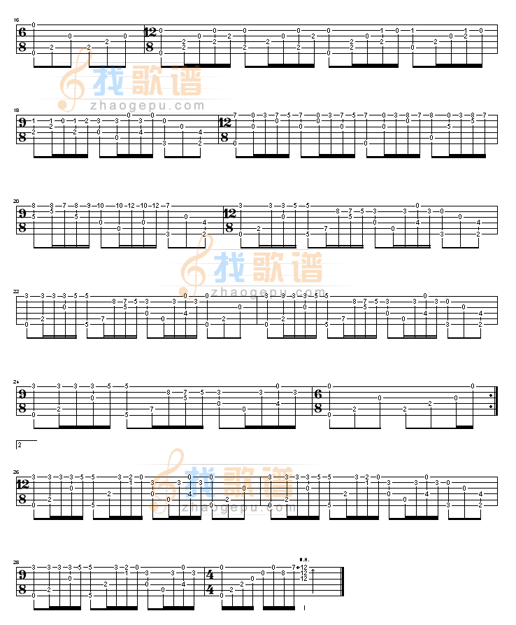 《梦中的婚礼》吉他谱-C大调音乐网