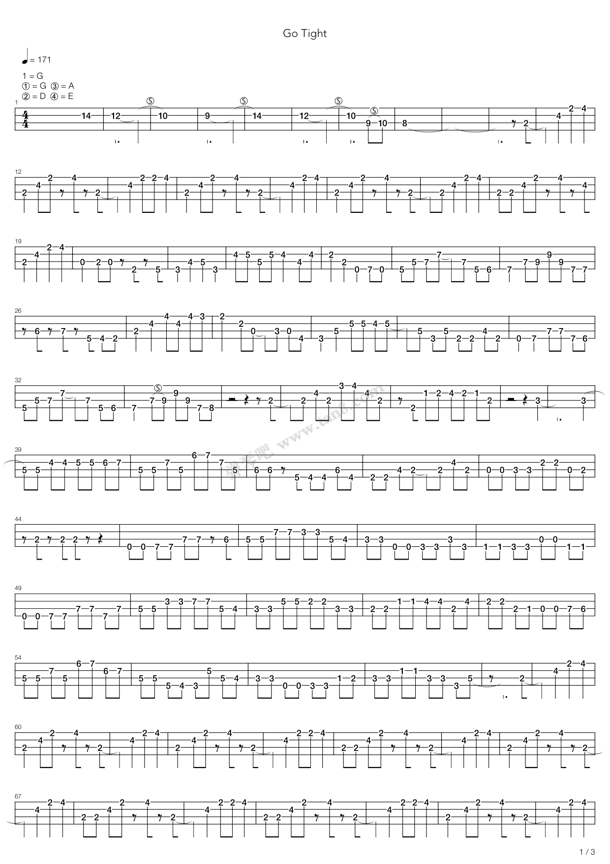 《Go Tight》吉他谱-C大调音乐网