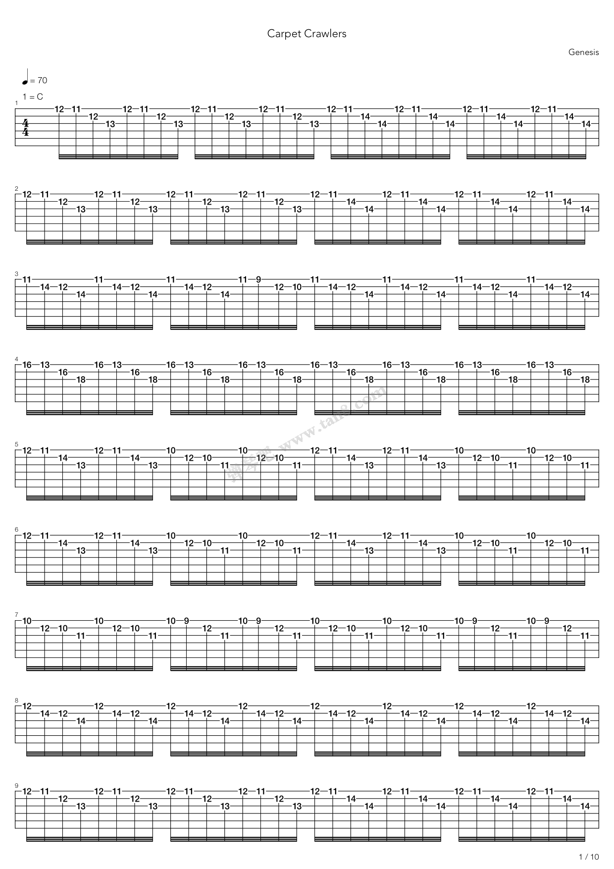 《The Carpet Crawlers》吉他谱-C大调音乐网