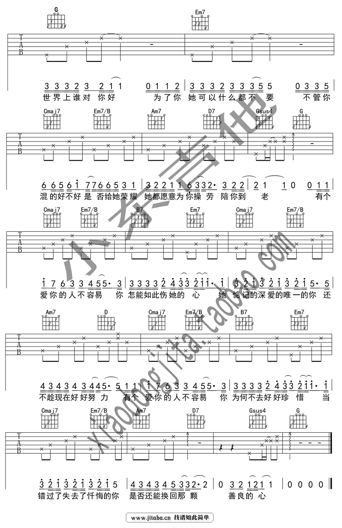 《有个爱你的人不容易吉他谱_那英_吉他弹唱教学视频》吉他谱-C大调音乐网