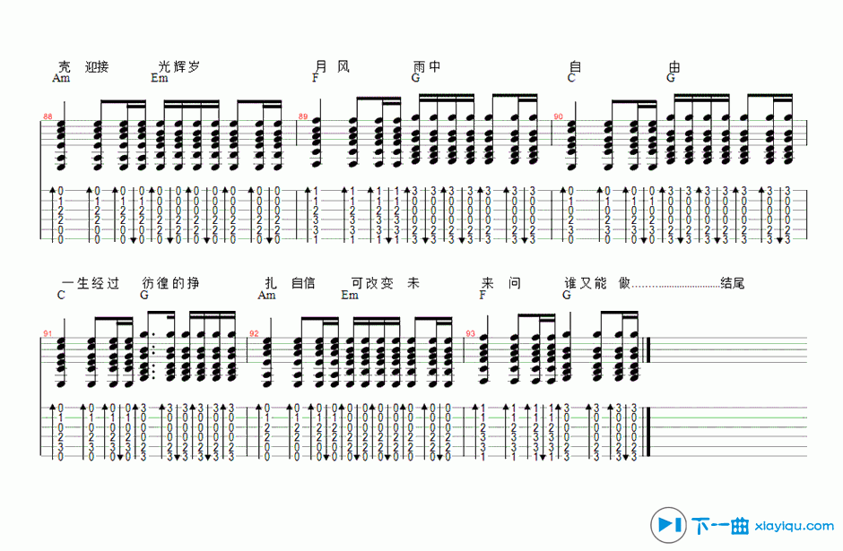 《光辉岁月吉他谱扫弦版_beyond光辉岁月六线谱》吉他谱-C大调音乐网