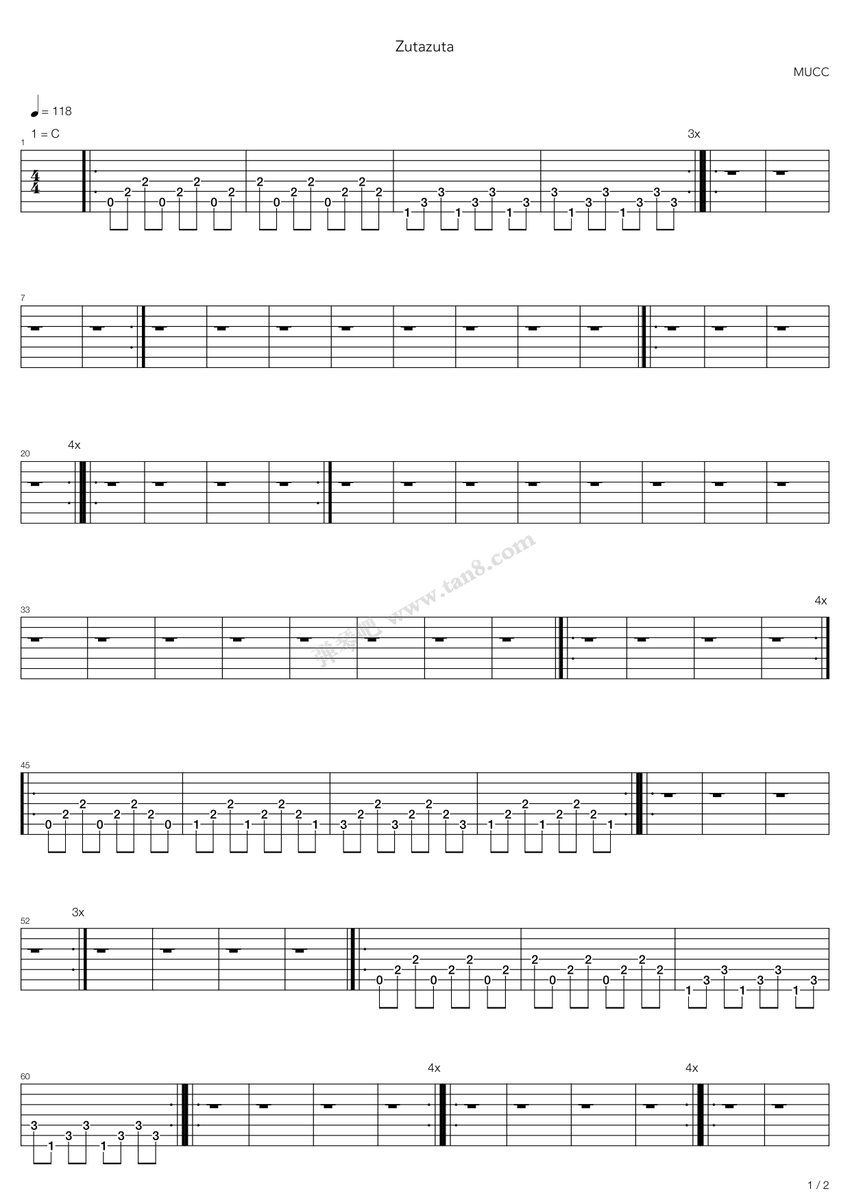 《Zutazuta(ズタズタ)》吉他谱-C大调音乐网