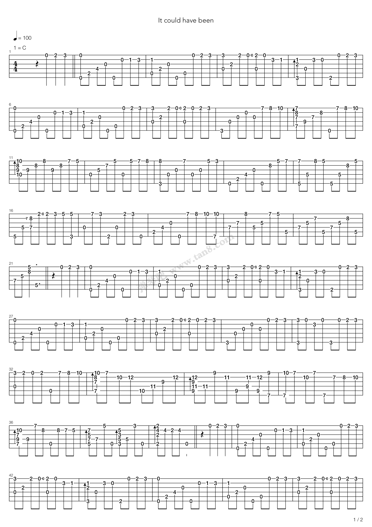《It Could Have Been》吉他谱-C大调音乐网