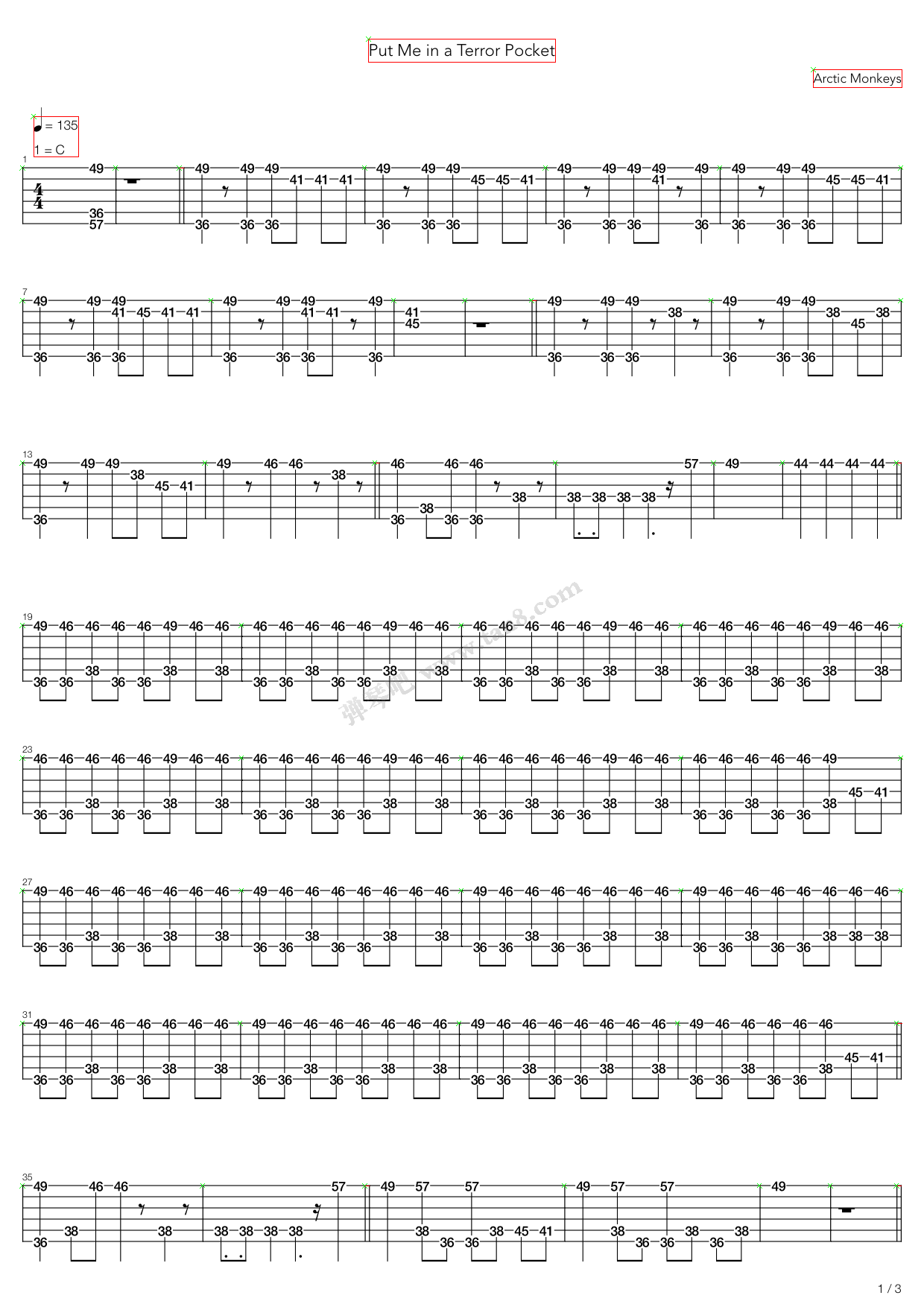 《Put Me In A Terror Pocket》吉他谱-C大调音乐网