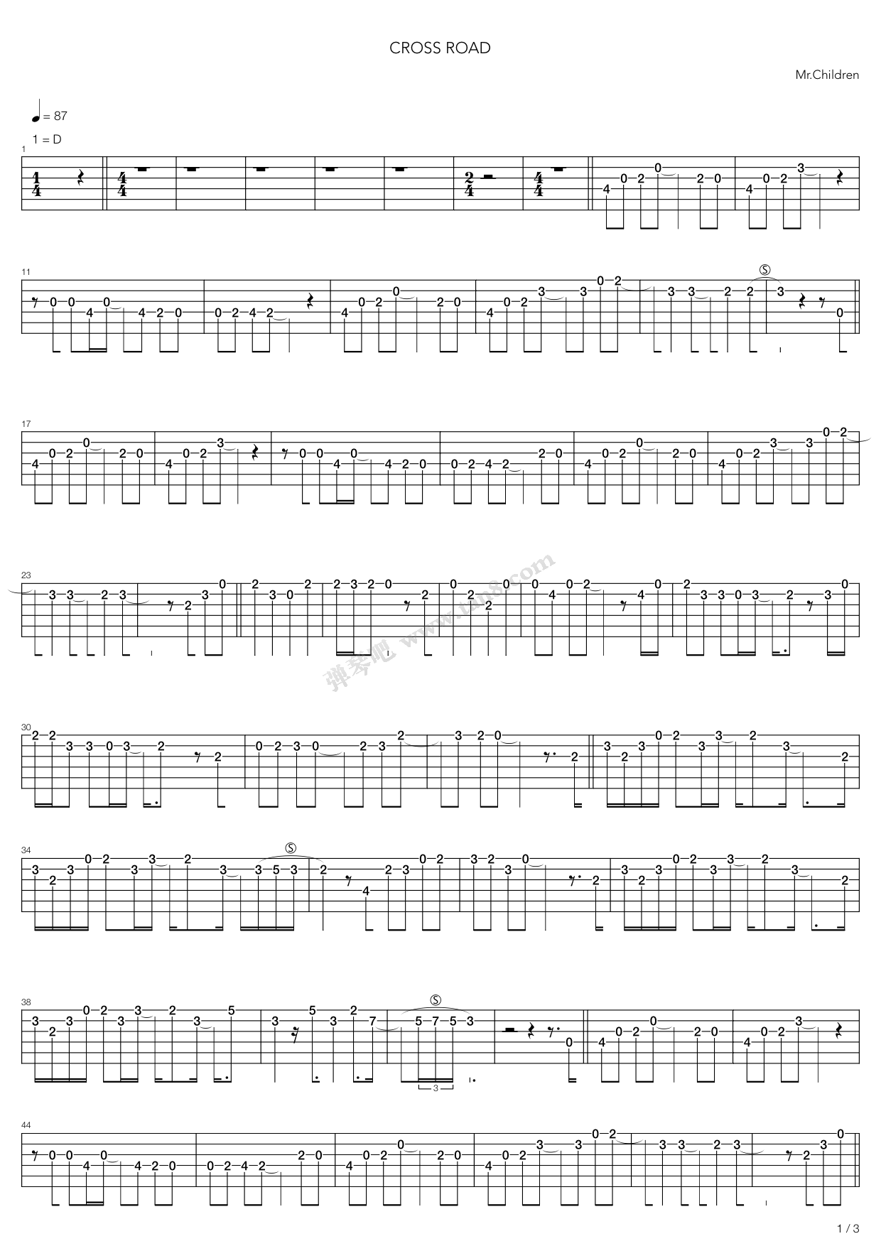 《Cross Road》吉他谱-C大调音乐网