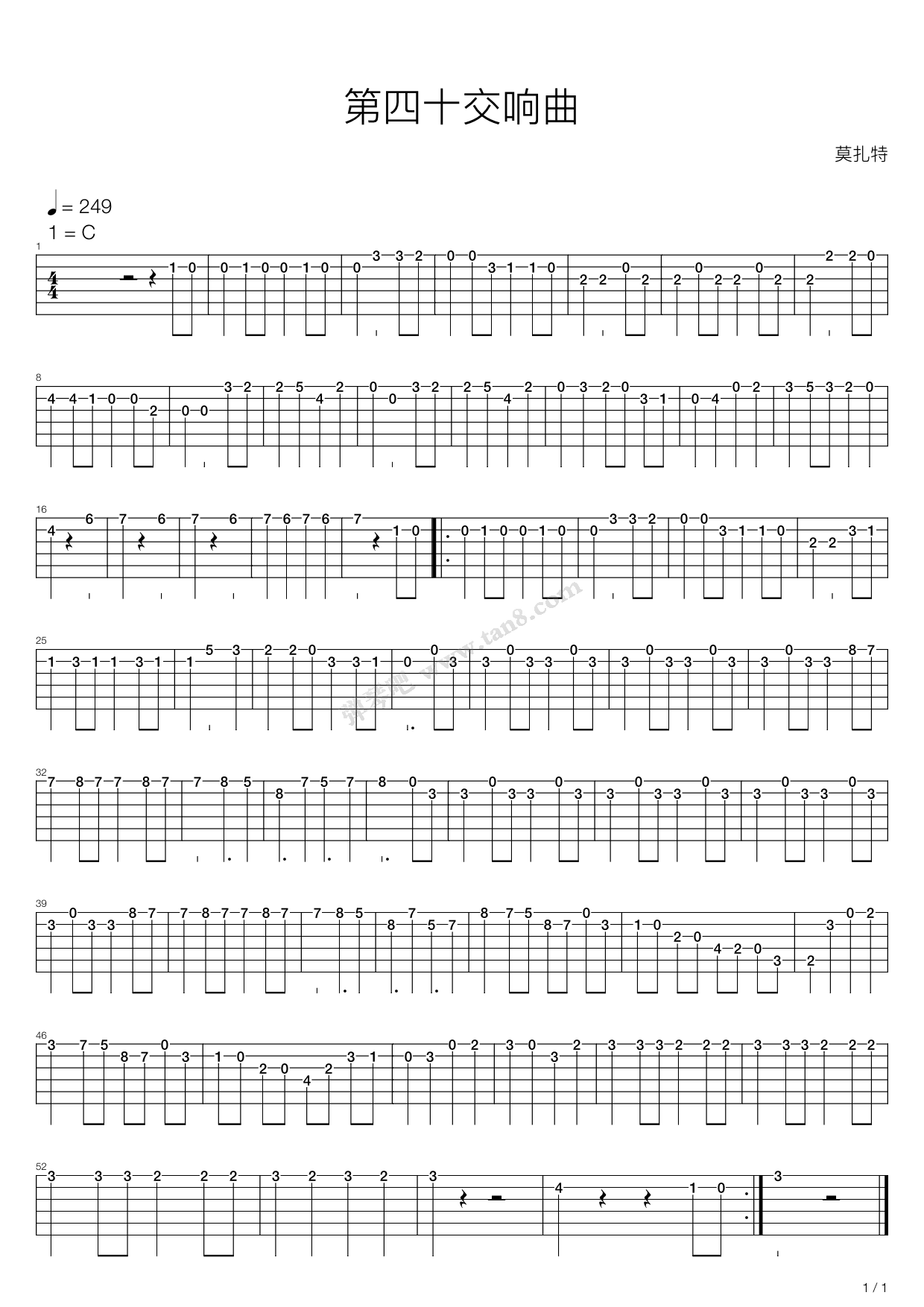 《Symphony No 40(第四十交响曲)》吉他谱-C大调音乐网