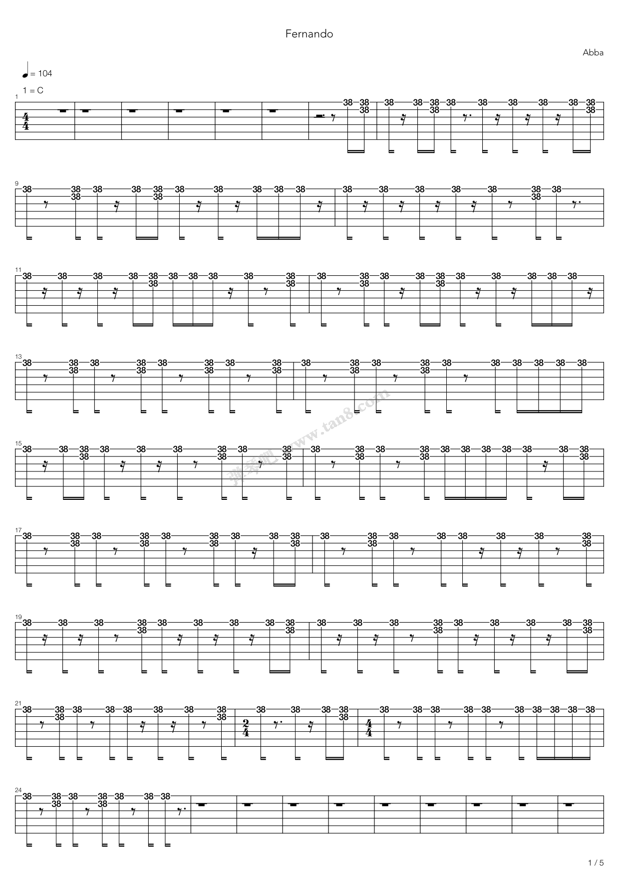 《Fernando》吉他谱-C大调音乐网