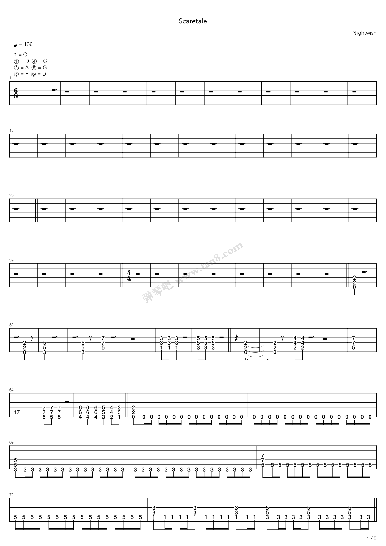 《Scaretale》吉他谱-C大调音乐网