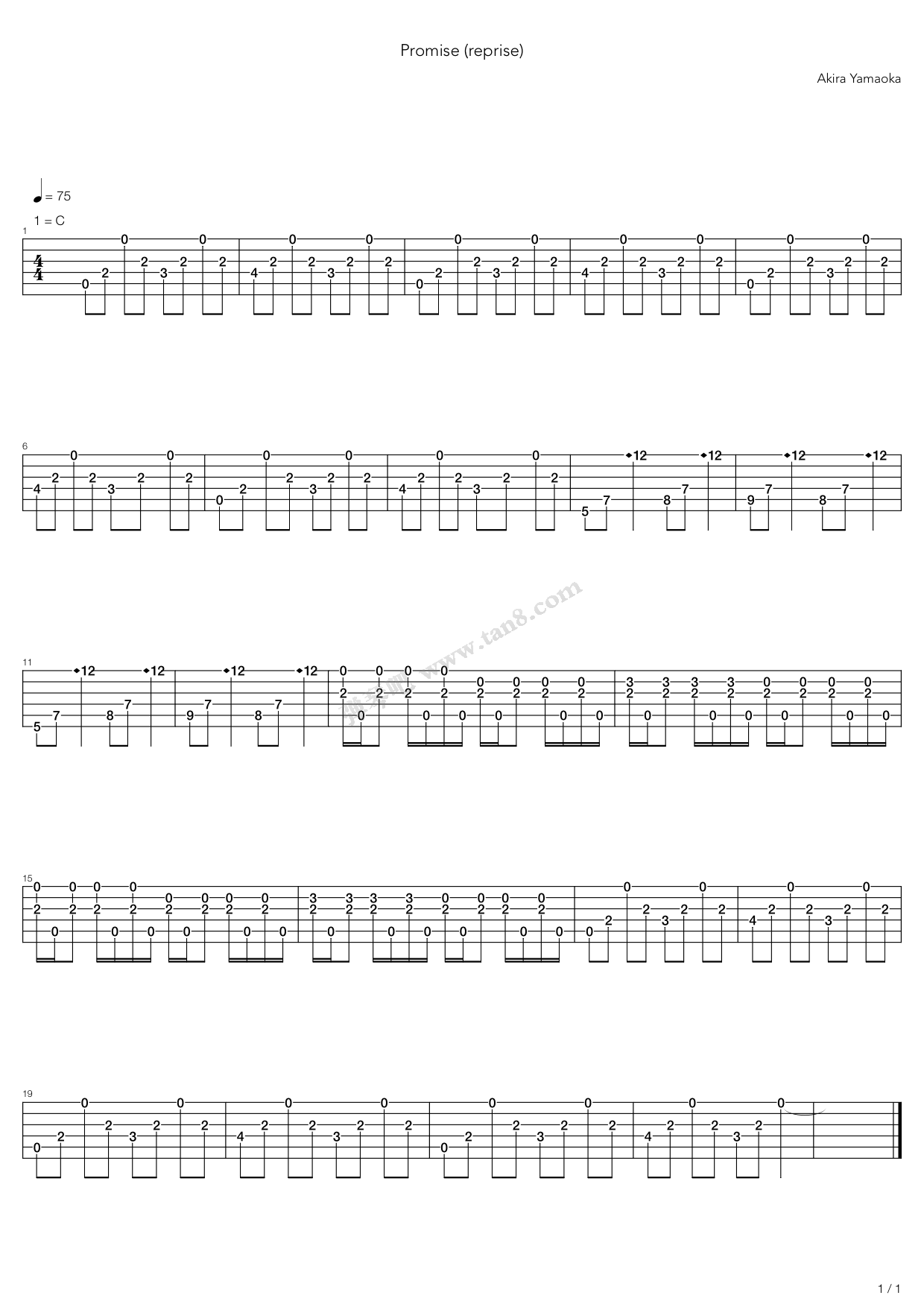 《Promise》吉他谱-C大调音乐网