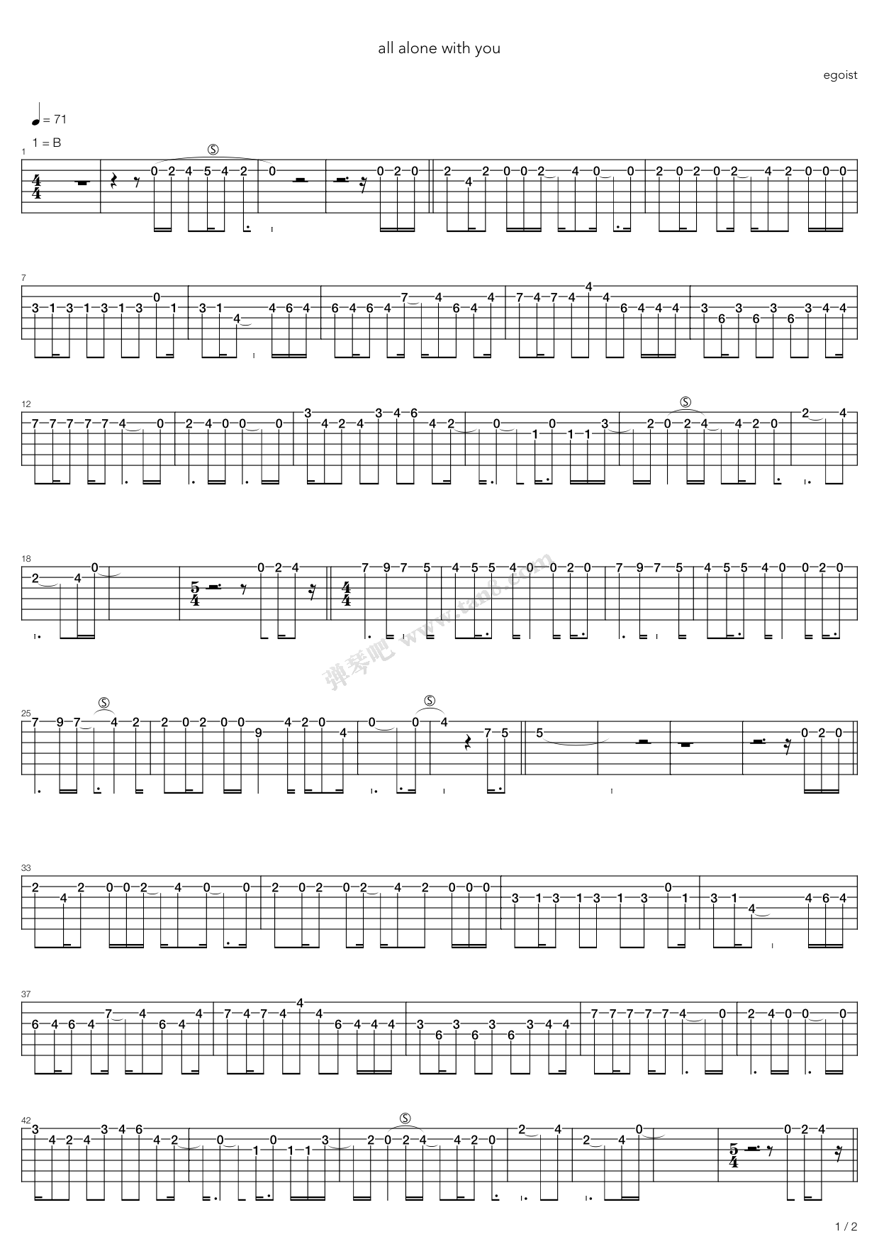 《All Alone With You》吉他谱-C大调音乐网