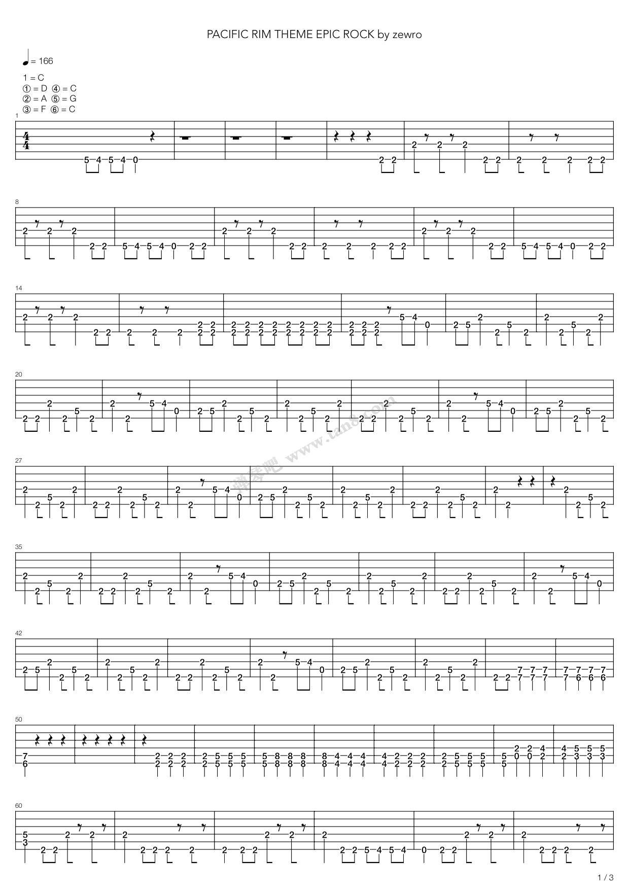 《环太平洋》吉他谱-C大调音乐网