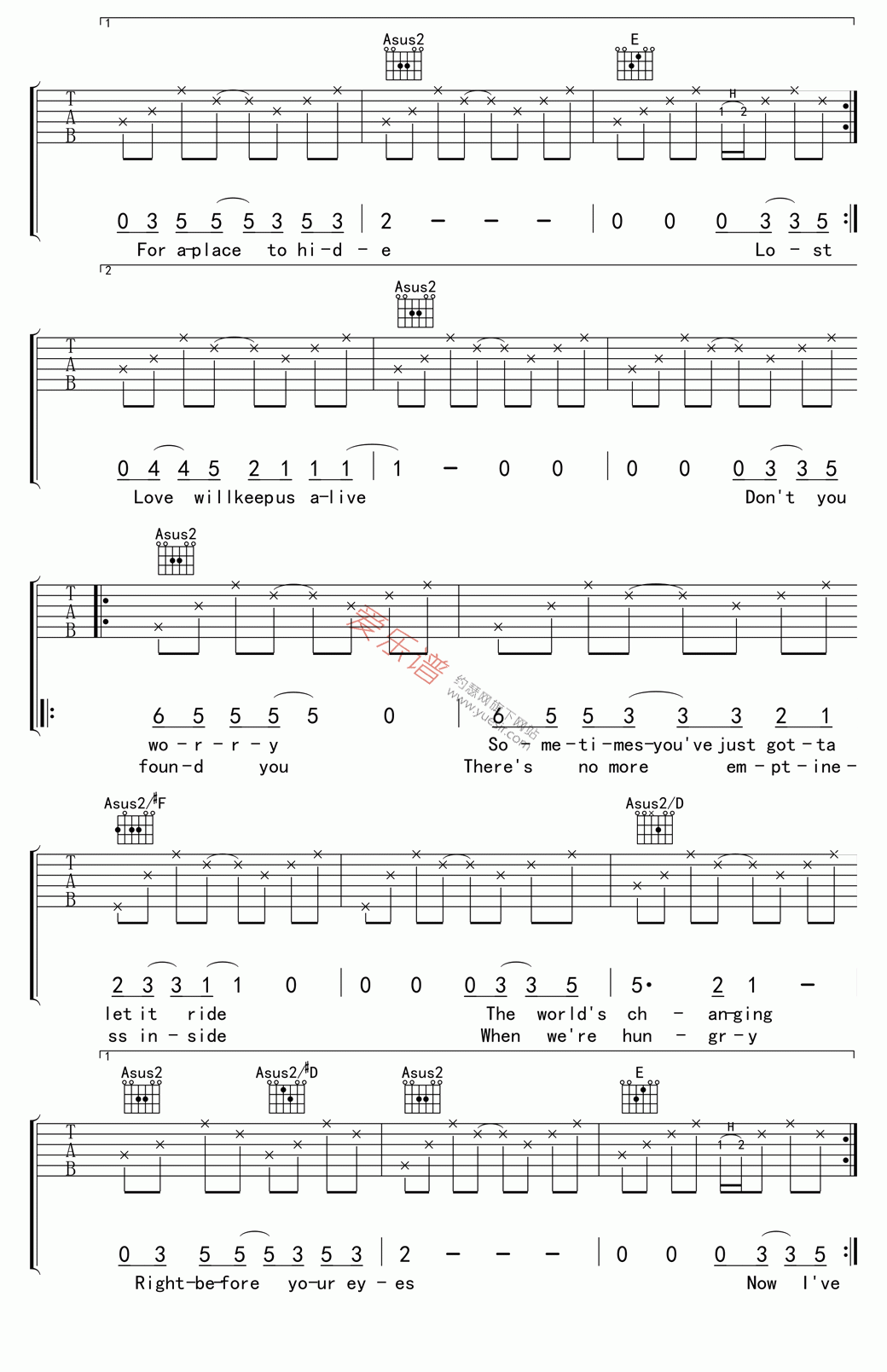 《The Eagles(老鹰乐队)《Love will keep us alive(爱让我们活下去)》》吉他谱-C大调音乐网