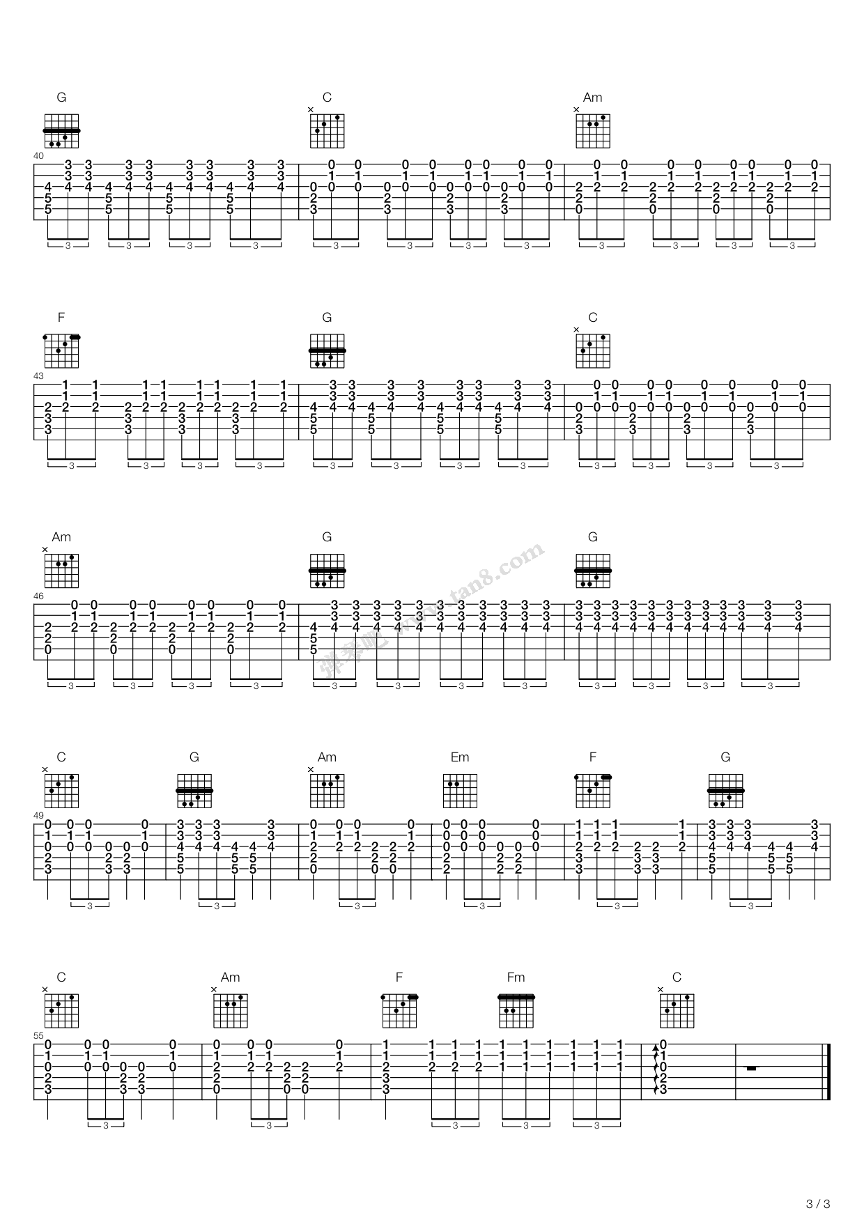 《指弹-人鬼情未了 - Unchained melody》吉他谱-C大调音乐网