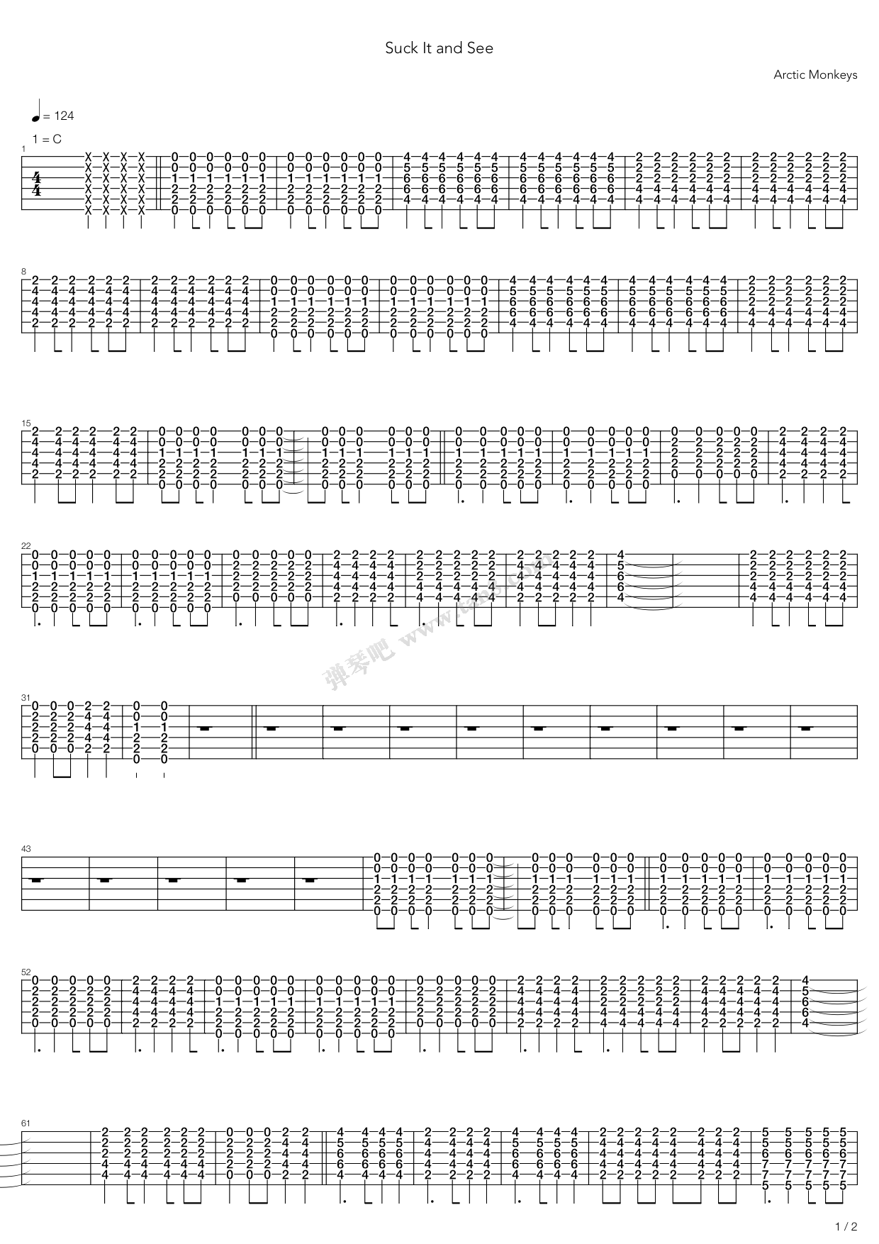 《Suck It And See》吉他谱-C大调音乐网