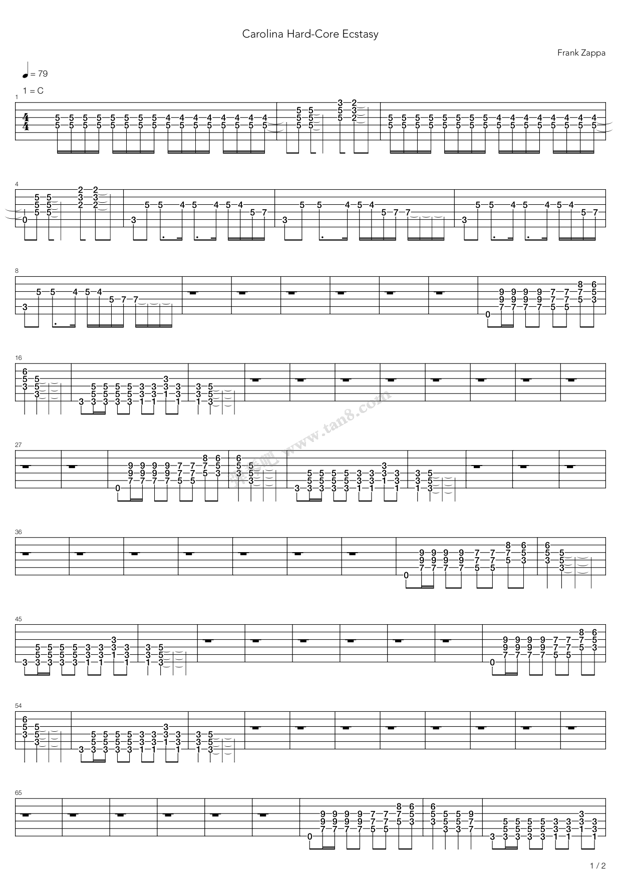 《Carolina Hard-core Ecstasy》吉他谱-C大调音乐网