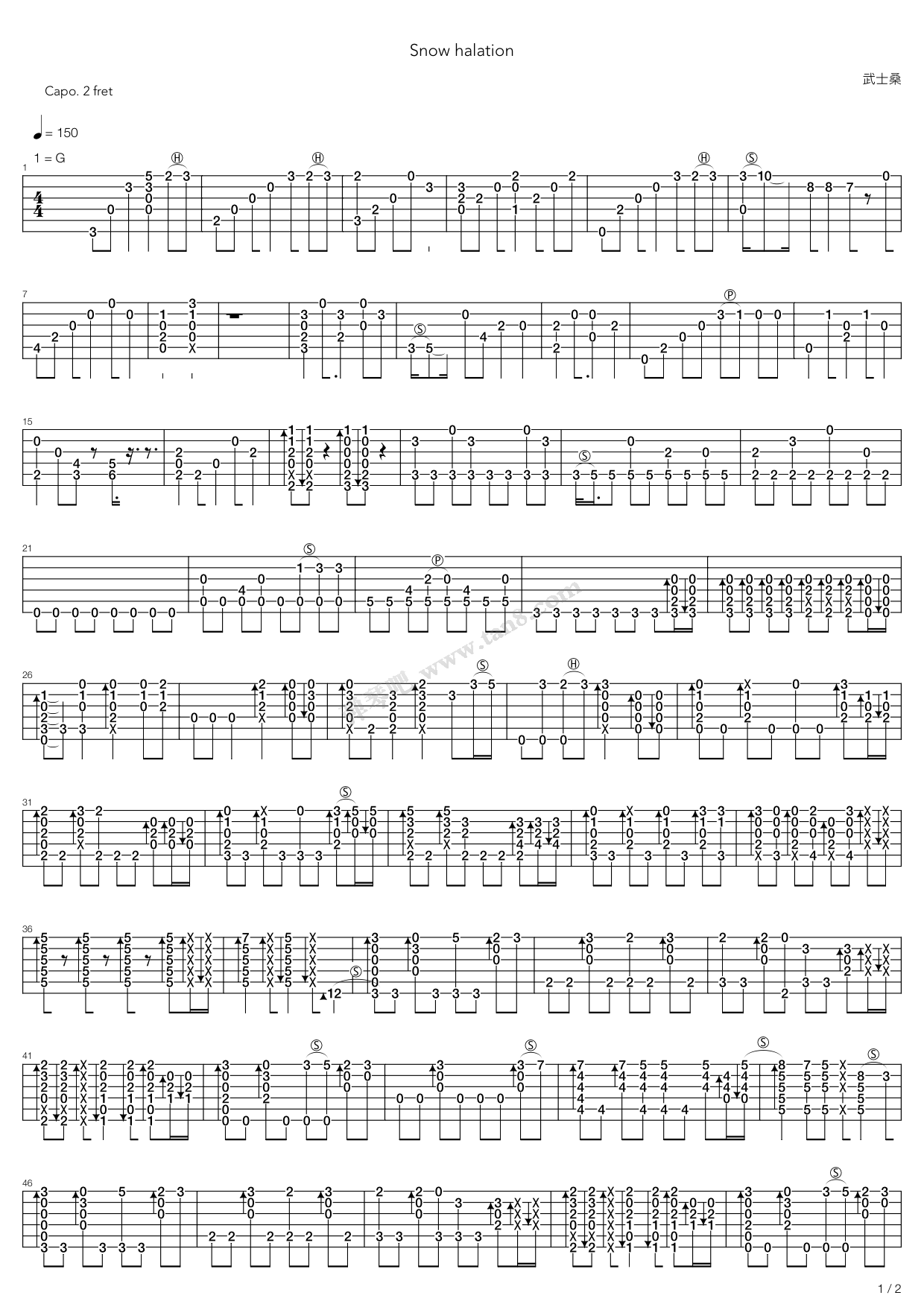 《Snow Halation（武士桑）》吉他谱-C大调音乐网