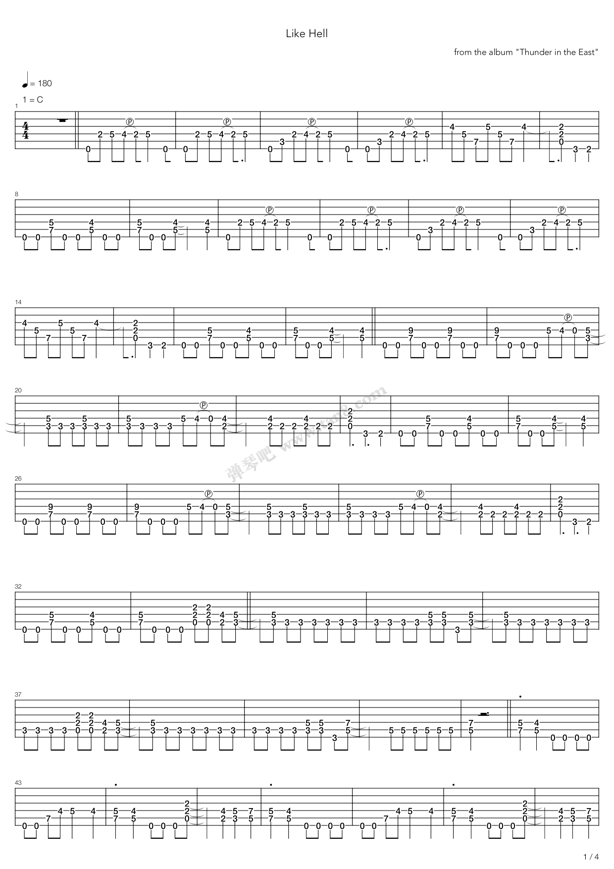 《Like Hell》吉他谱-C大调音乐网