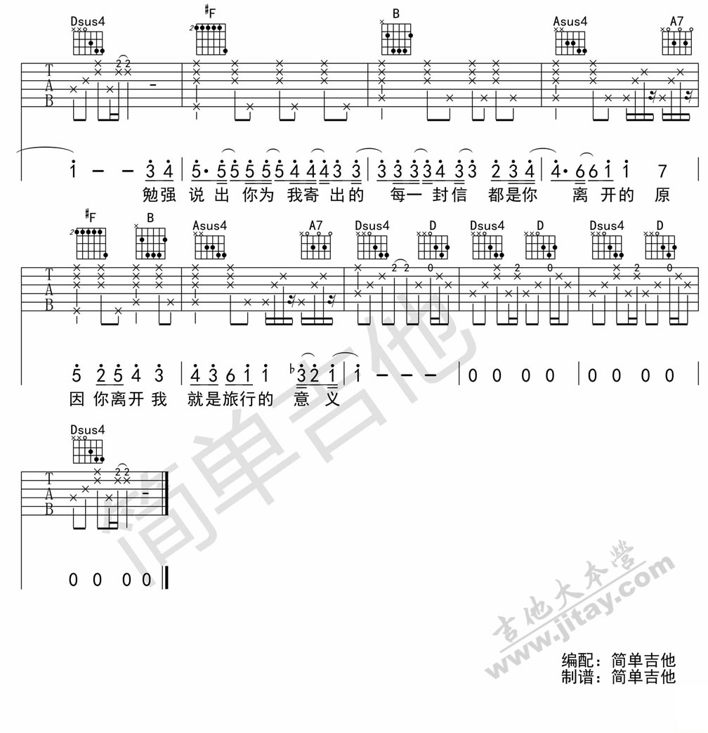 《旅行的意义吉他谱简单版-陈绮贞-高清版》吉他谱-C大调音乐网