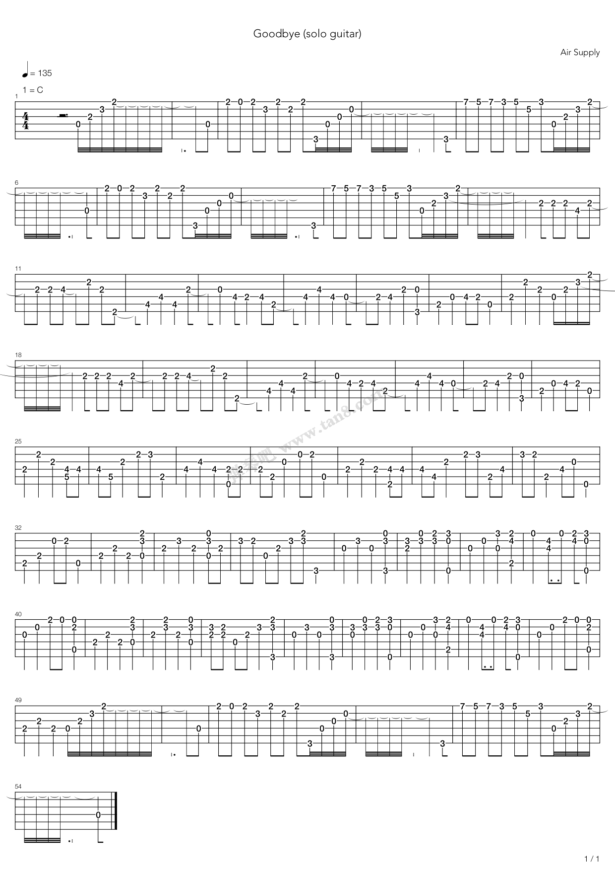 《Goodbye》吉他谱-C大调音乐网