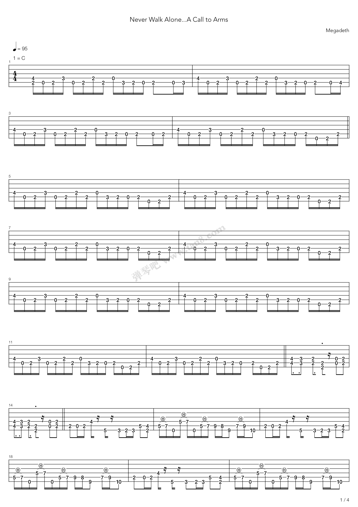 《Never Walk Alone A Call To Arms》吉他谱-C大调音乐网
