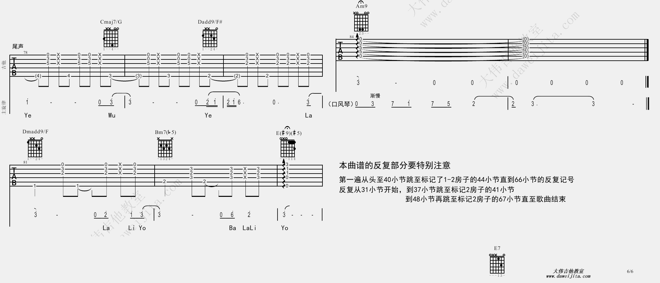 《过火(BossaNova)》吉他谱-C大调音乐网