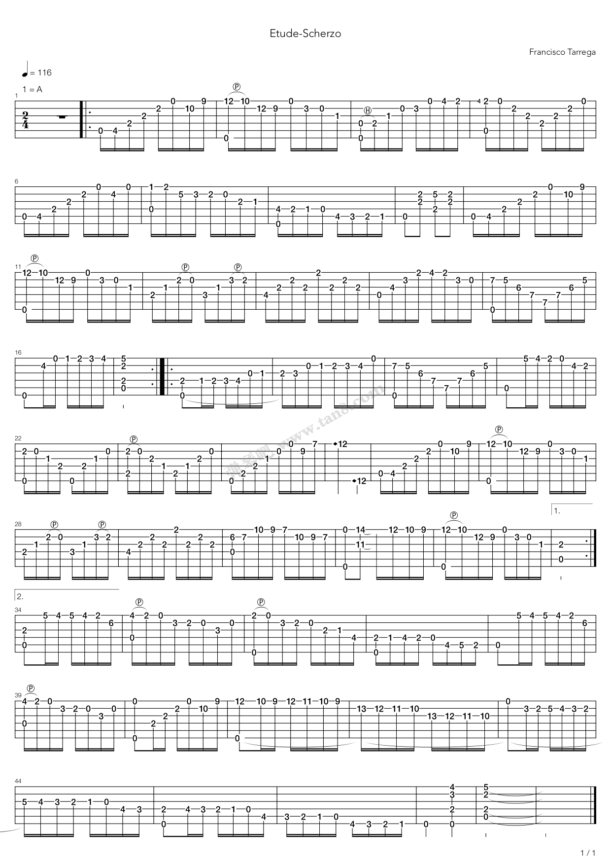 《Etude-scherzo》吉他谱-C大调音乐网