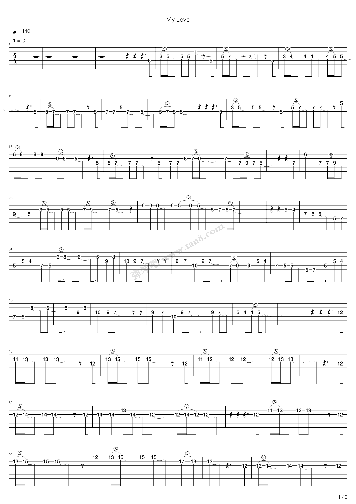 《my_love》吉他谱-C大调音乐网