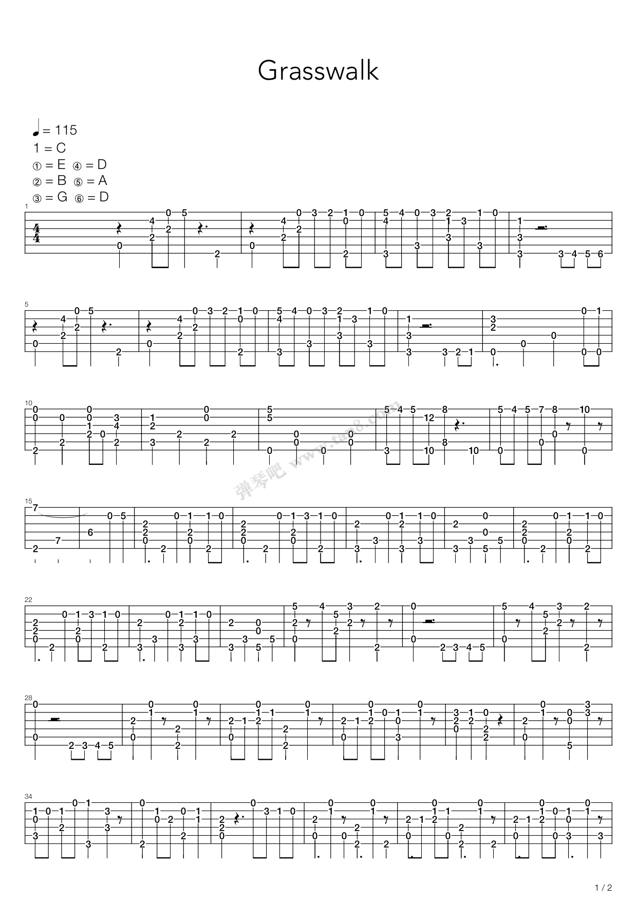 《植物大战僵尸 - Grasswalk》吉他谱-C大调音乐网