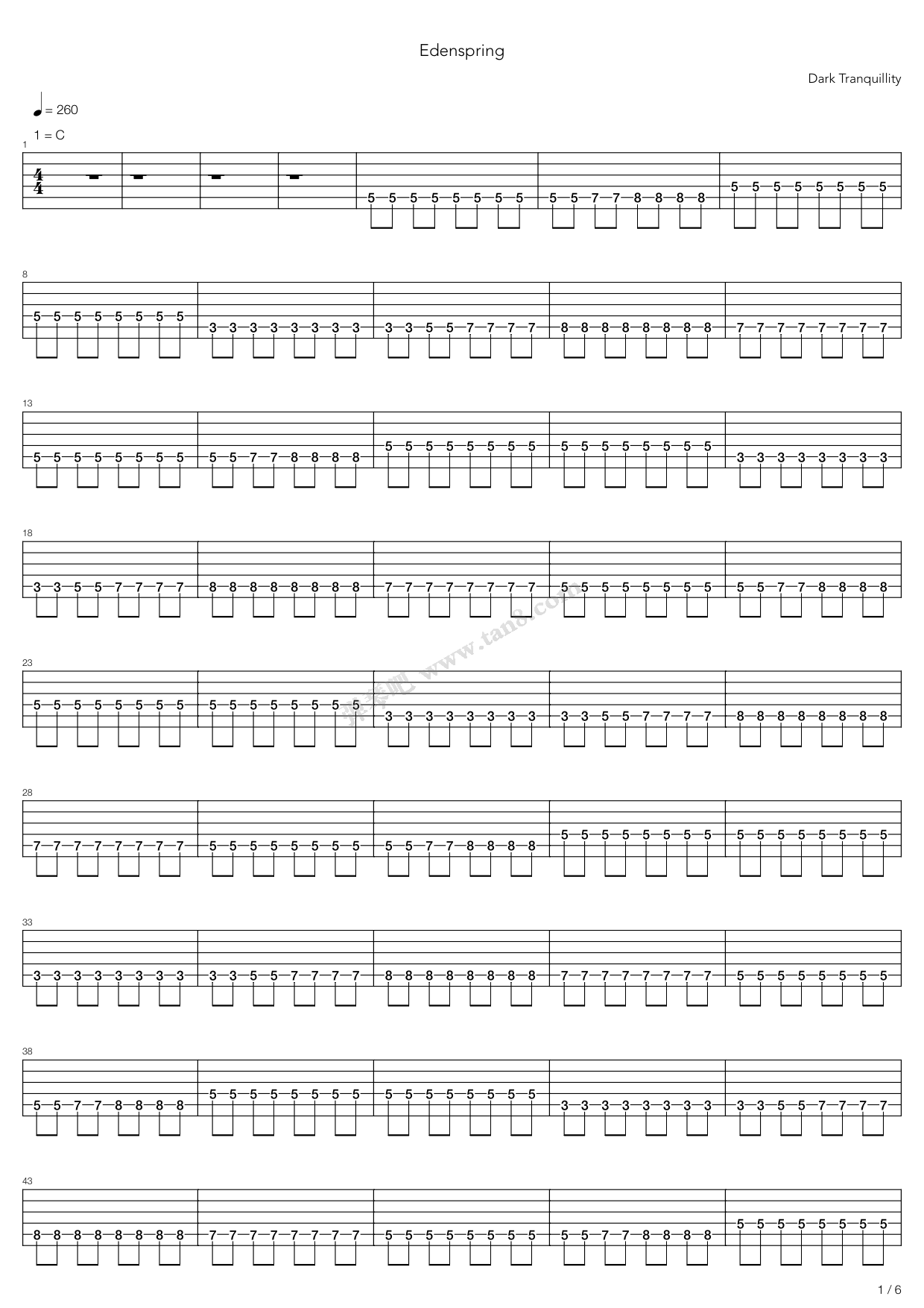 《Edenspring》吉他谱-C大调音乐网