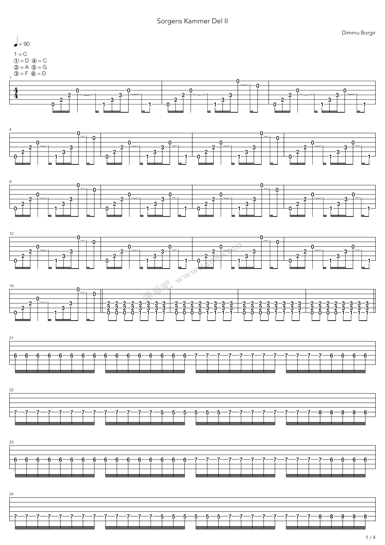 《Sorgens Kammer》吉他谱-C大调音乐网