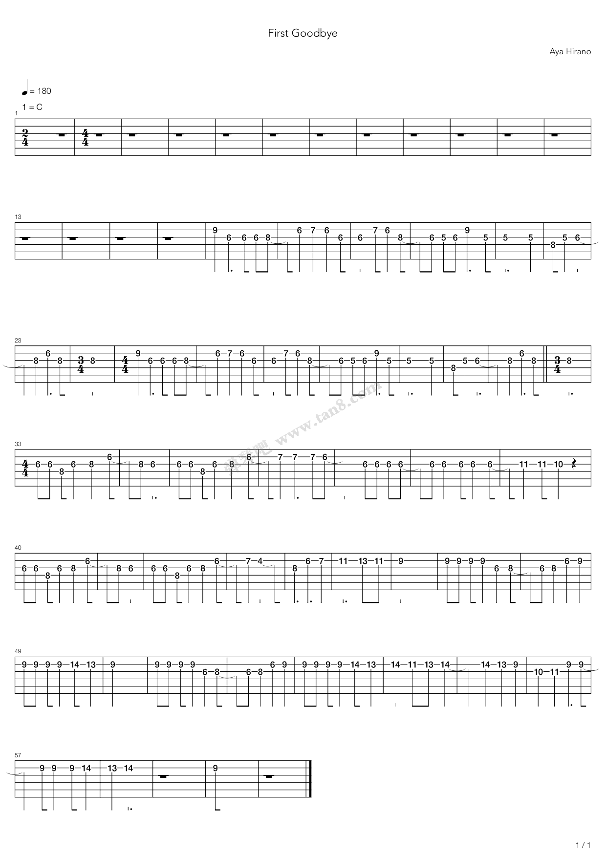《First Good-bye》吉他谱-C大调音乐网