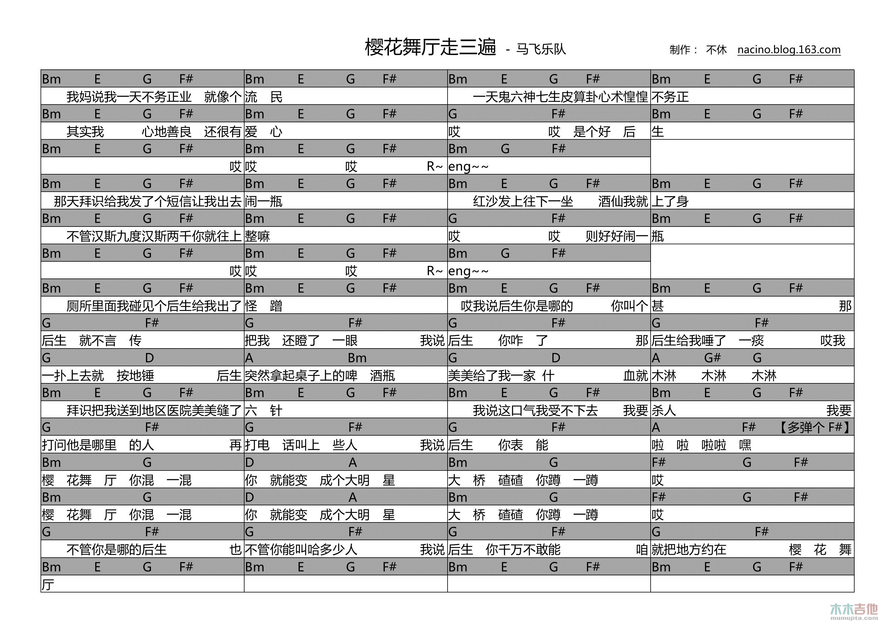 《樱花舞厅走三遍》吉他谱-C大调音乐网