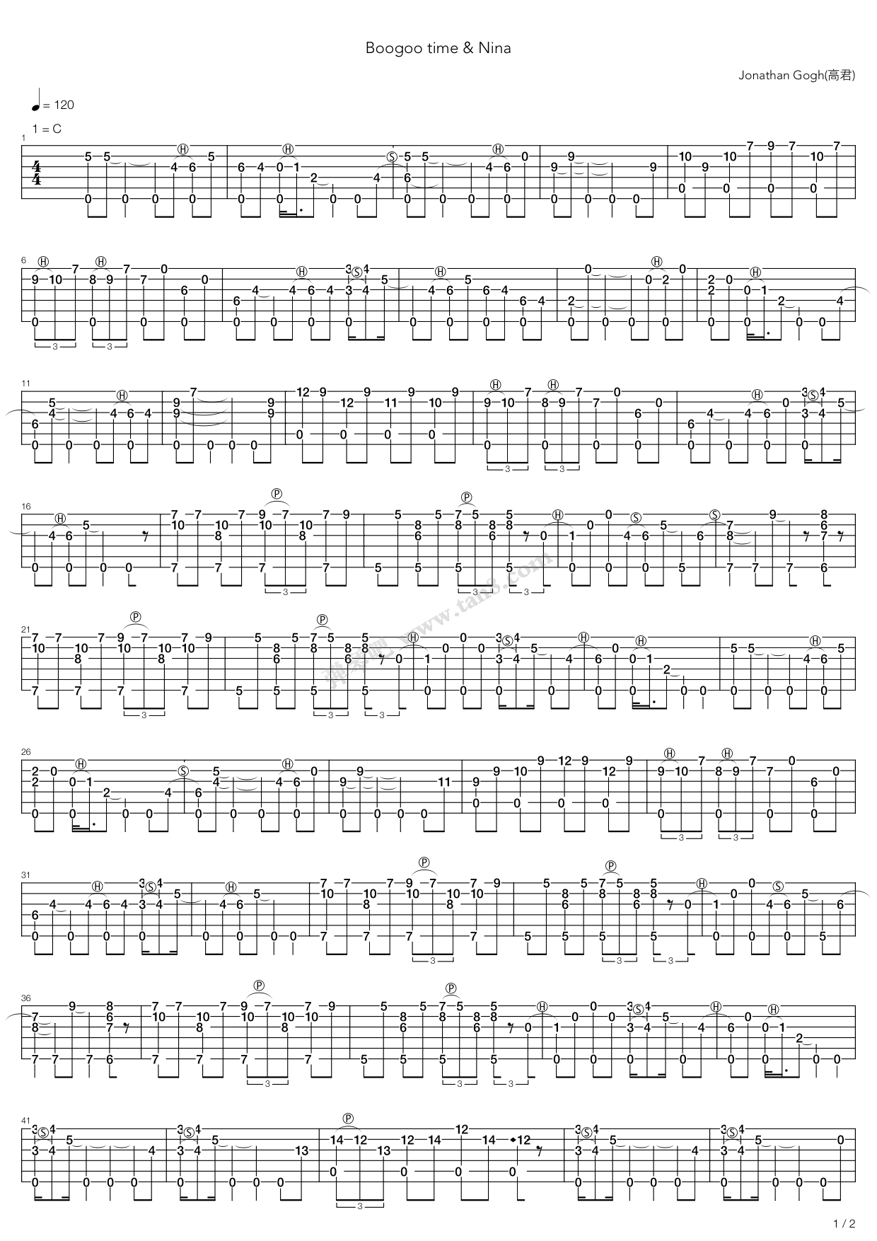 《Boogoo time & Nina(布谷时节与妮娜)》吉他谱-C大调音乐网