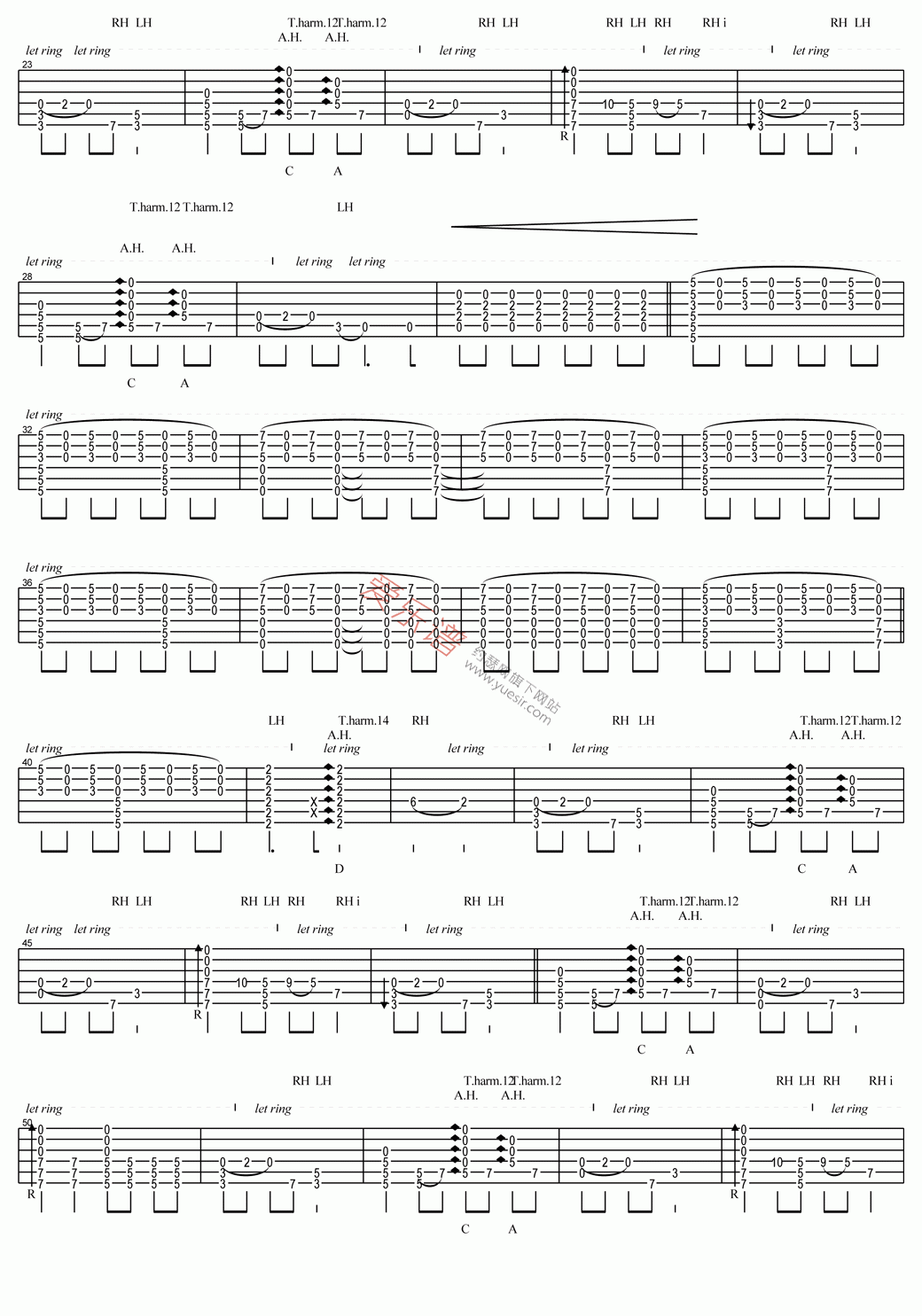 《押尾桑《Merry Christmas Mr Lawrence(圣诞快乐,劳伦斯先生)》》吉他谱-C大调音乐网