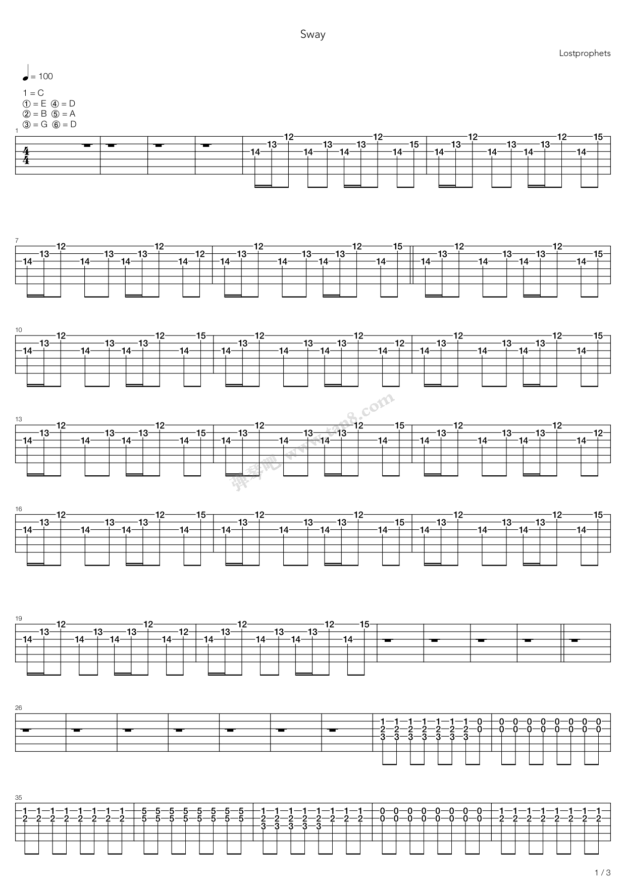 《Sway》吉他谱-C大调音乐网