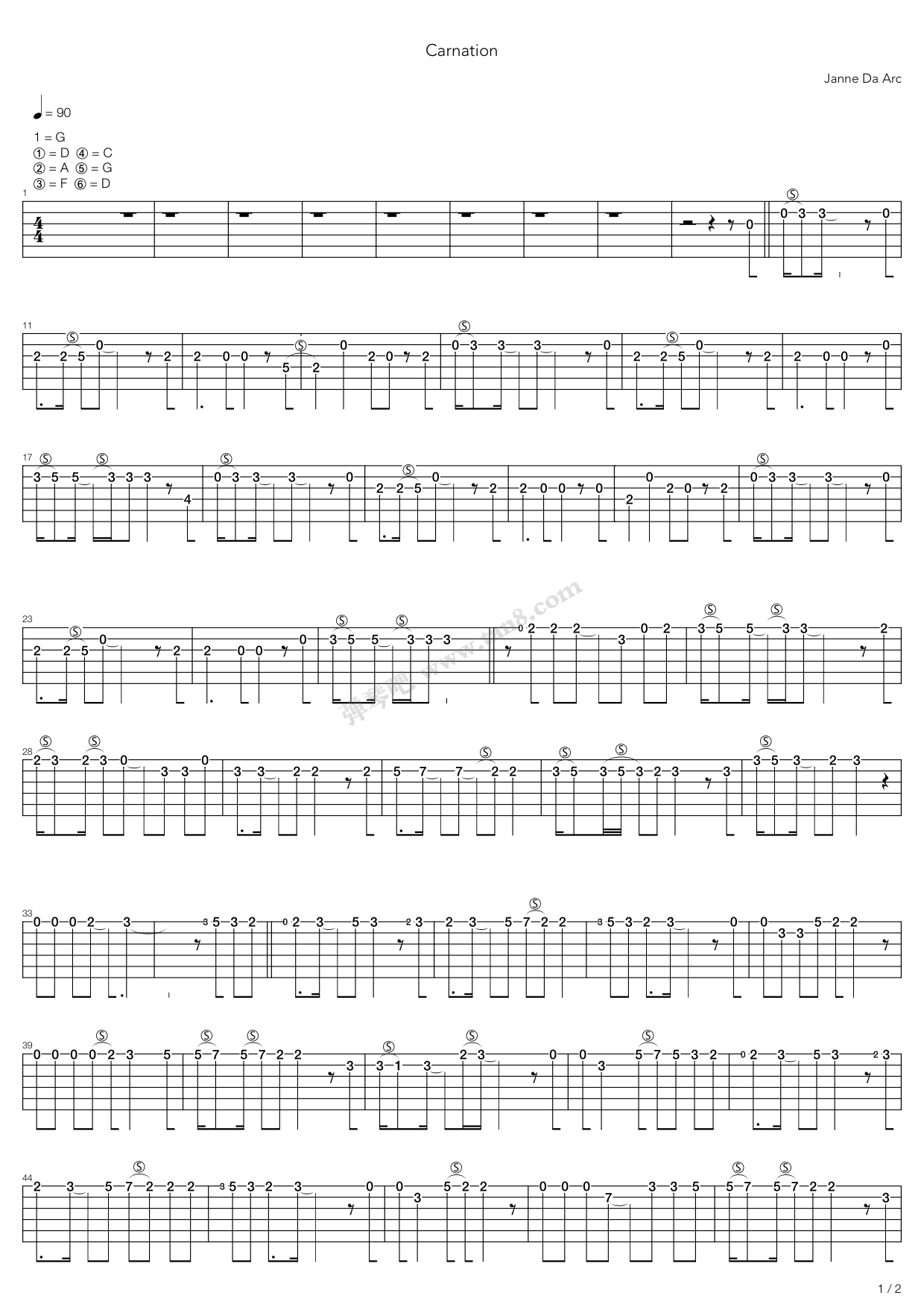 《Carnation》吉他谱-C大调音乐网