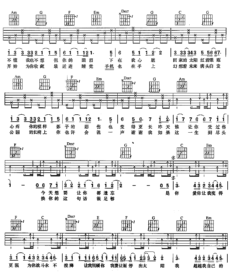 五月天 让我照顾你吉他谱-C大调音乐网