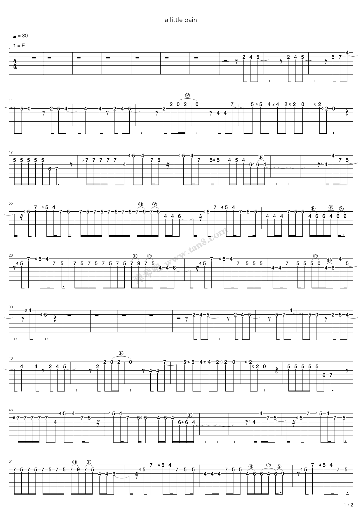 《NANA - A Little Pain》吉他谱-C大调音乐网