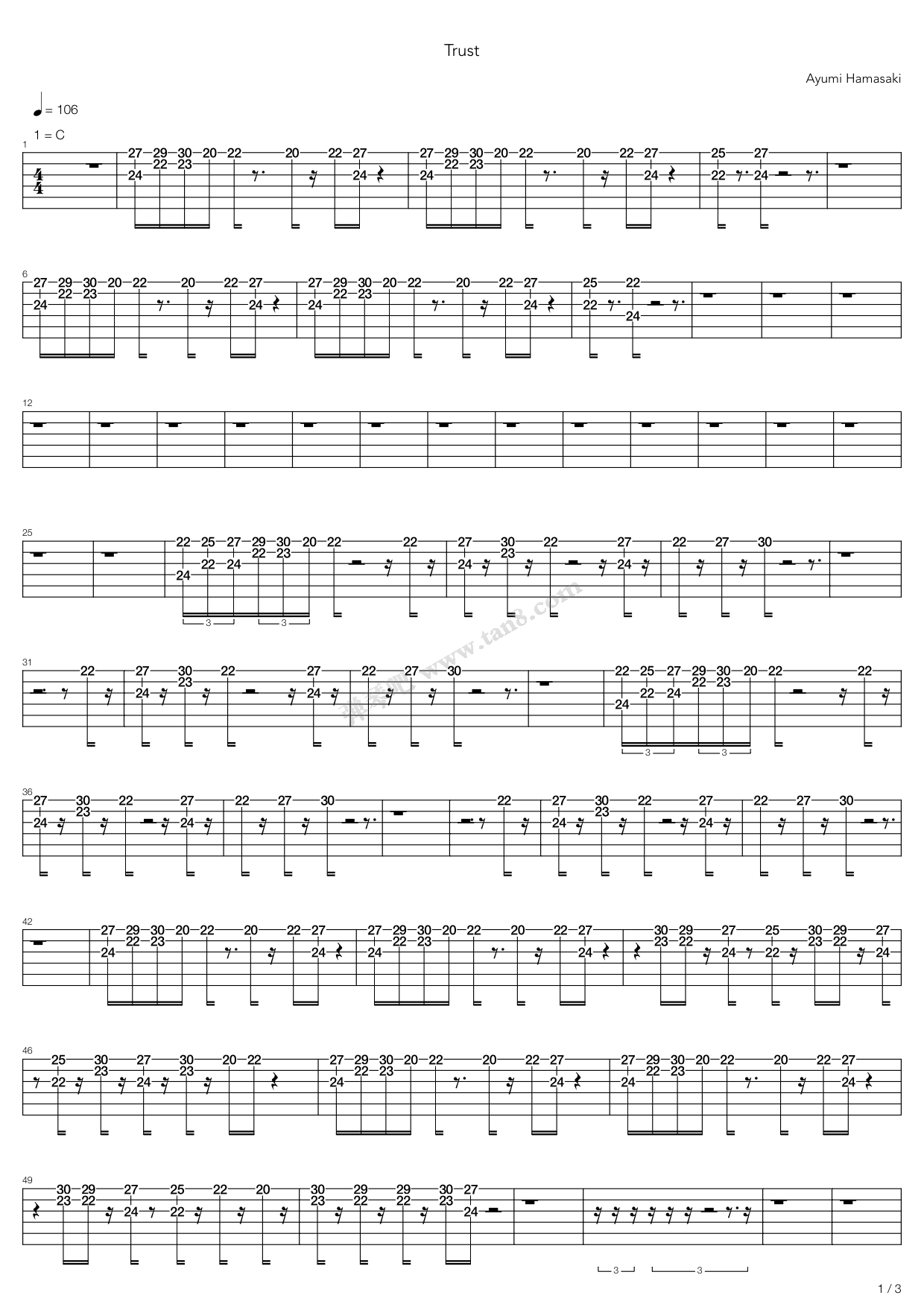 《Trust》吉他谱-C大调音乐网