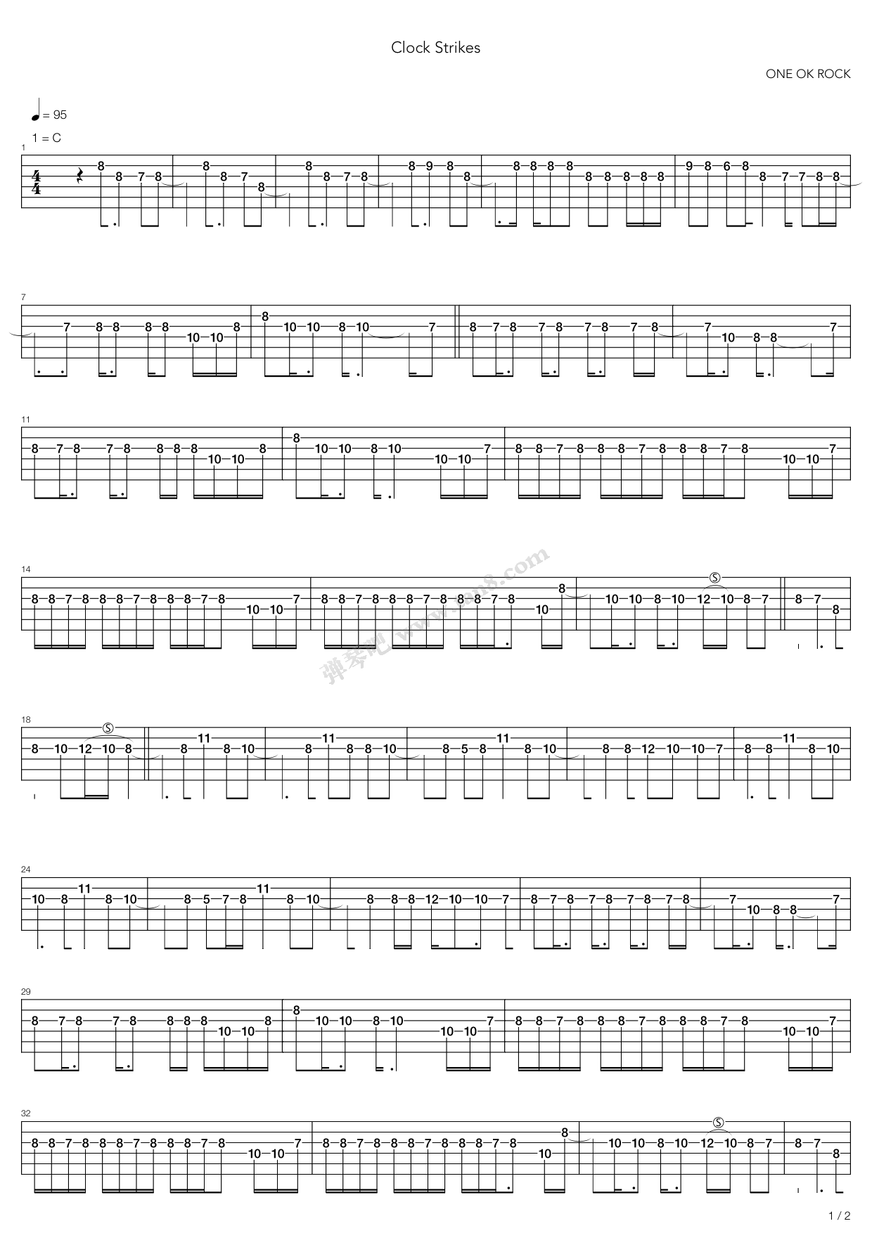 《Clock Strikes》吉他谱-C大调音乐网