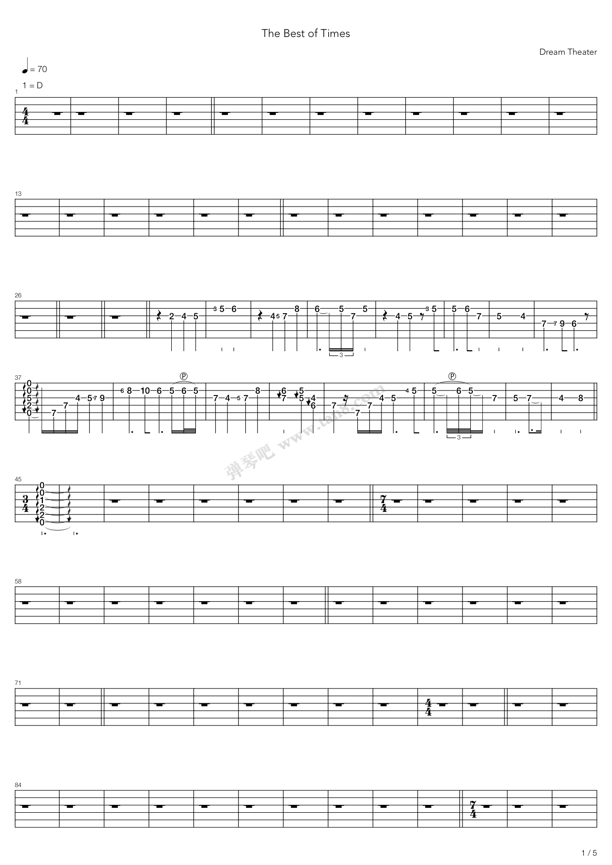 《The Best Of Times》吉他谱-C大调音乐网