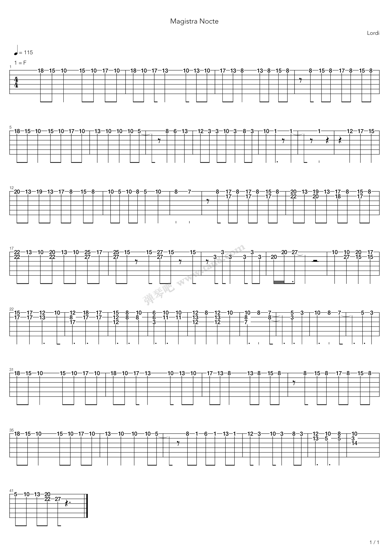 《Magistra Nocte》吉他谱-C大调音乐网