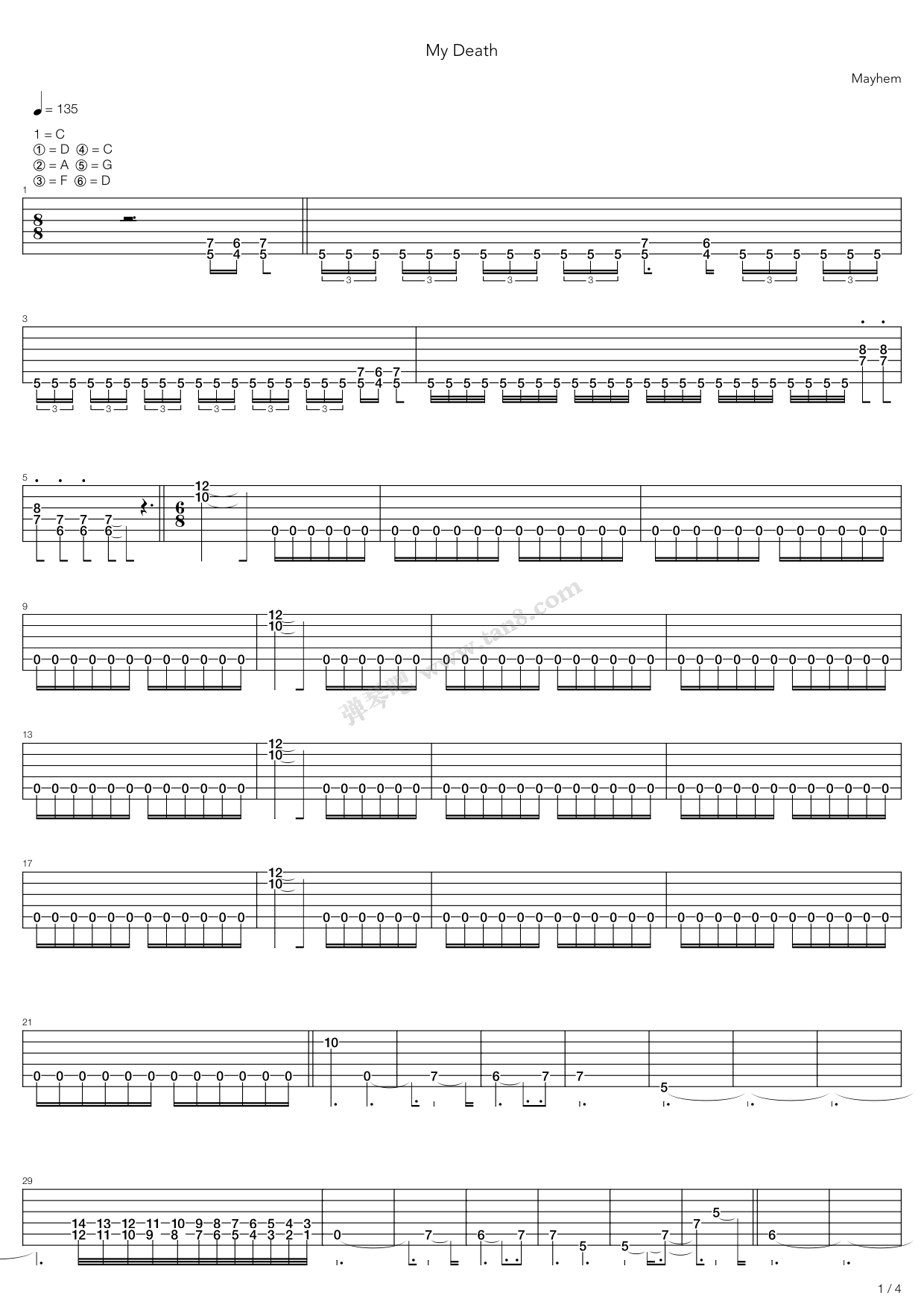 《My Death》吉他谱-C大调音乐网