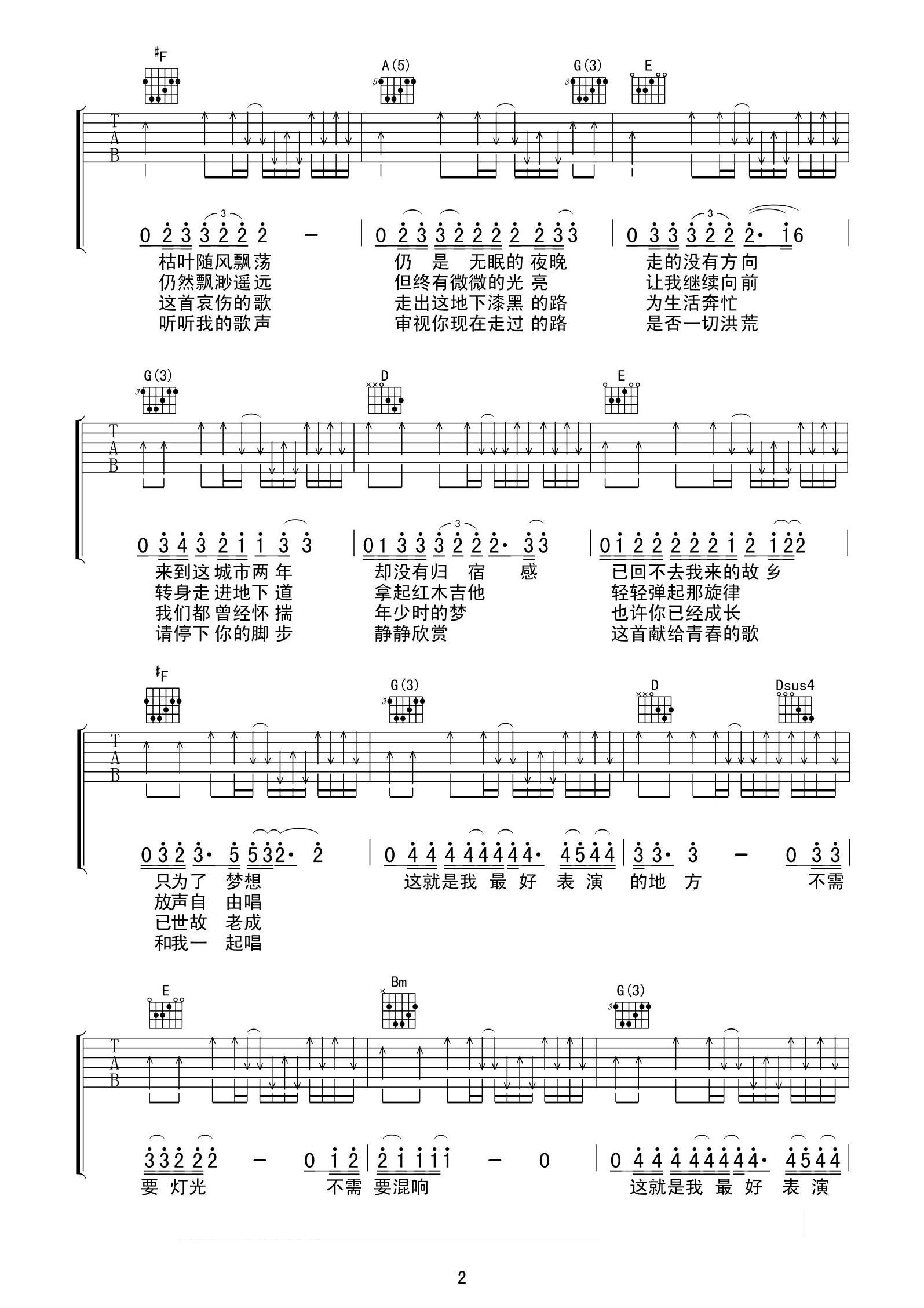 《沙建微 加州旅馆吉他谱 喀什怒放吉他版》吉他谱-C大调音乐网
