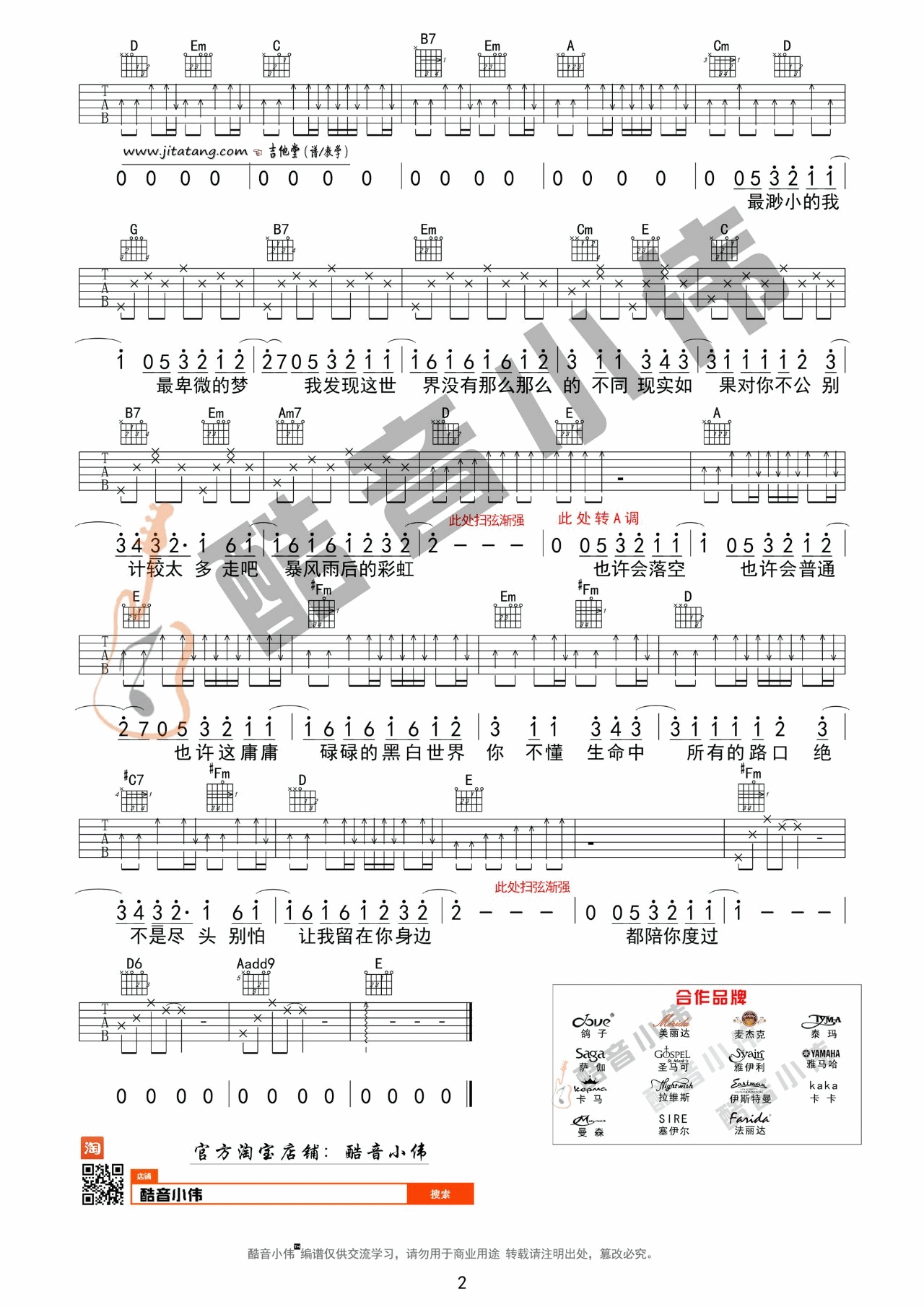 《陈奕迅《让我留在你身边》吉他谱+教学视频_》吉他谱-C大调音乐网