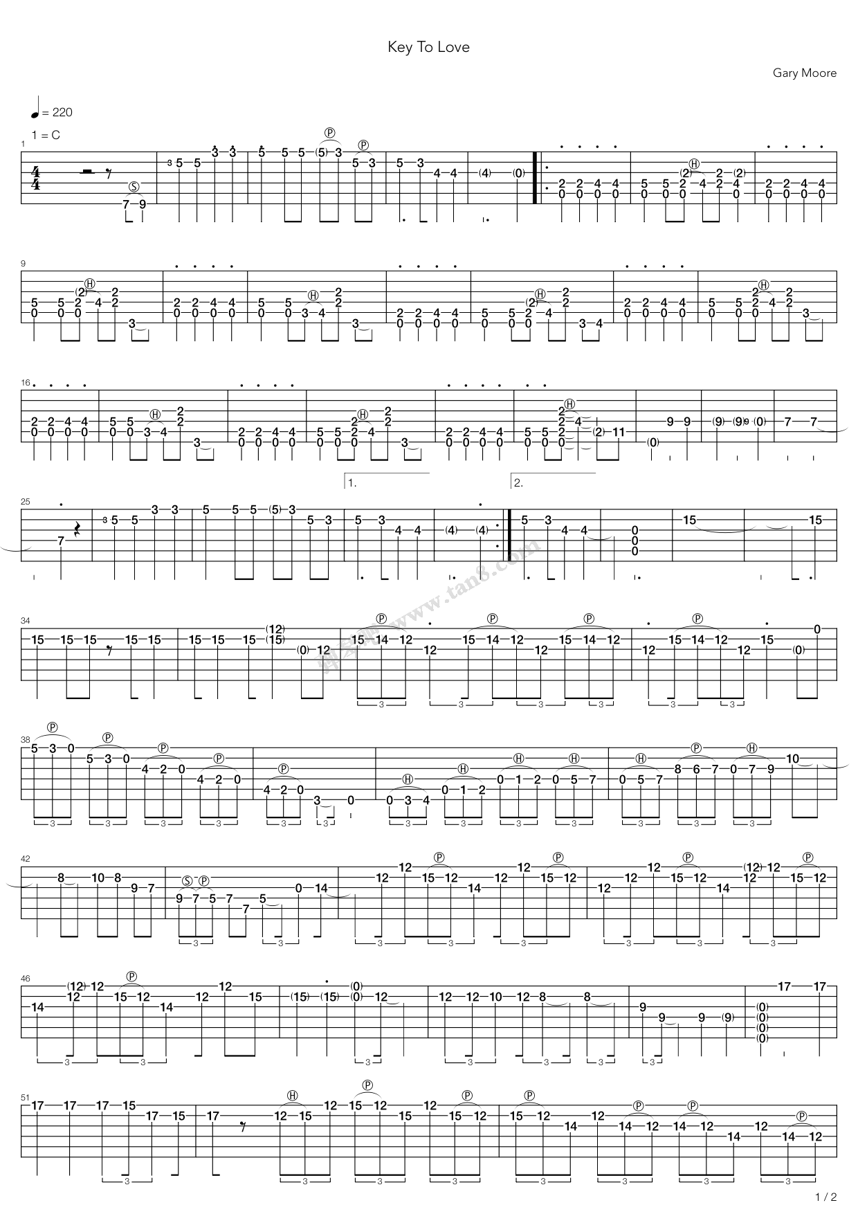 《Key To Love》吉他谱-C大调音乐网